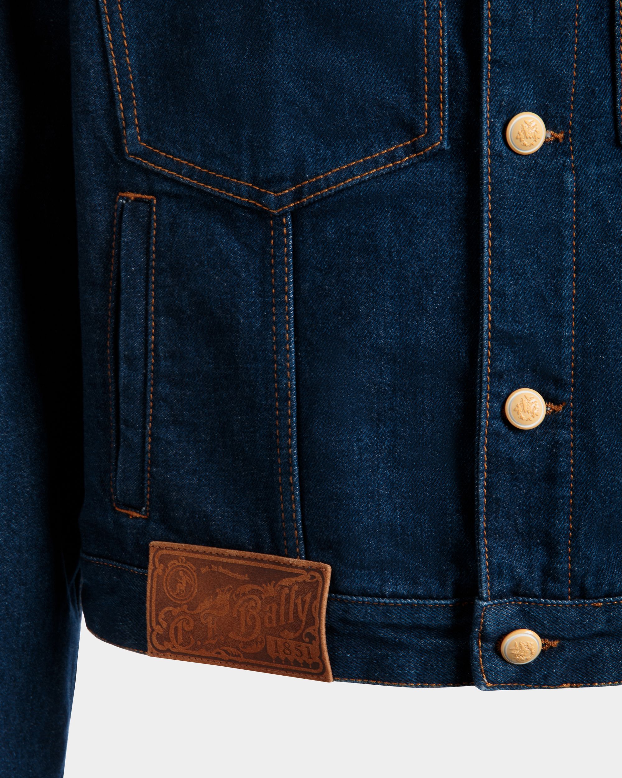 Trucker Jacket in Navy Blue Cotton - Men's - Bally - 02