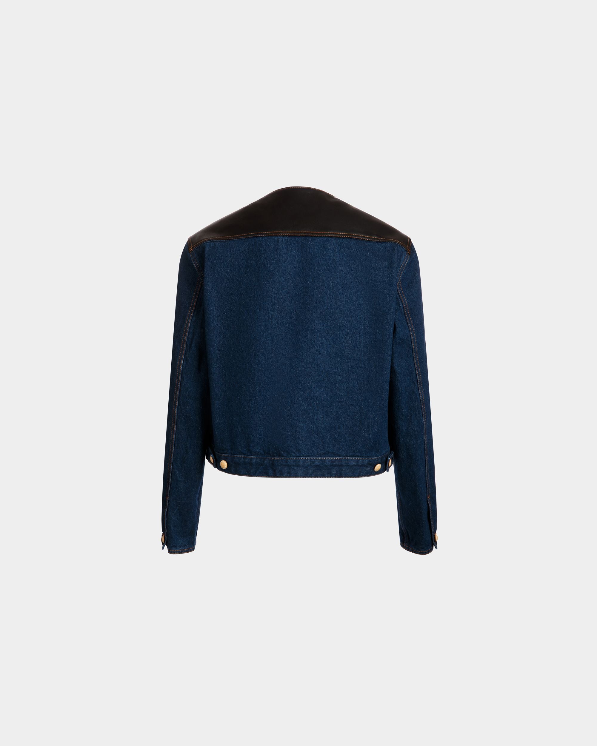 Trucker Jacket in Navy Blue Cotton - Men's - Bally - 03