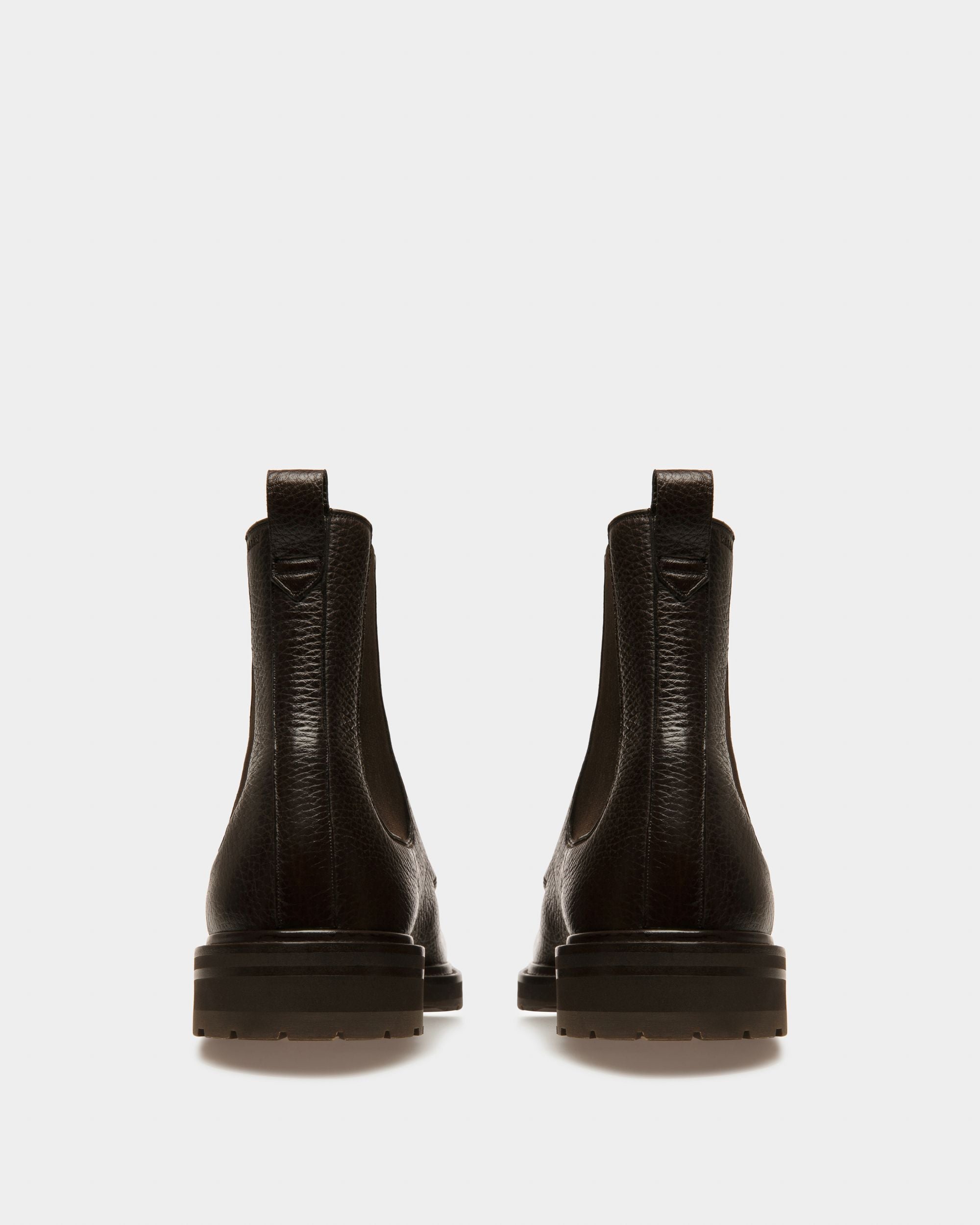 Mirno Leather Booties In Ebony Brown - Men's - Bally - 04