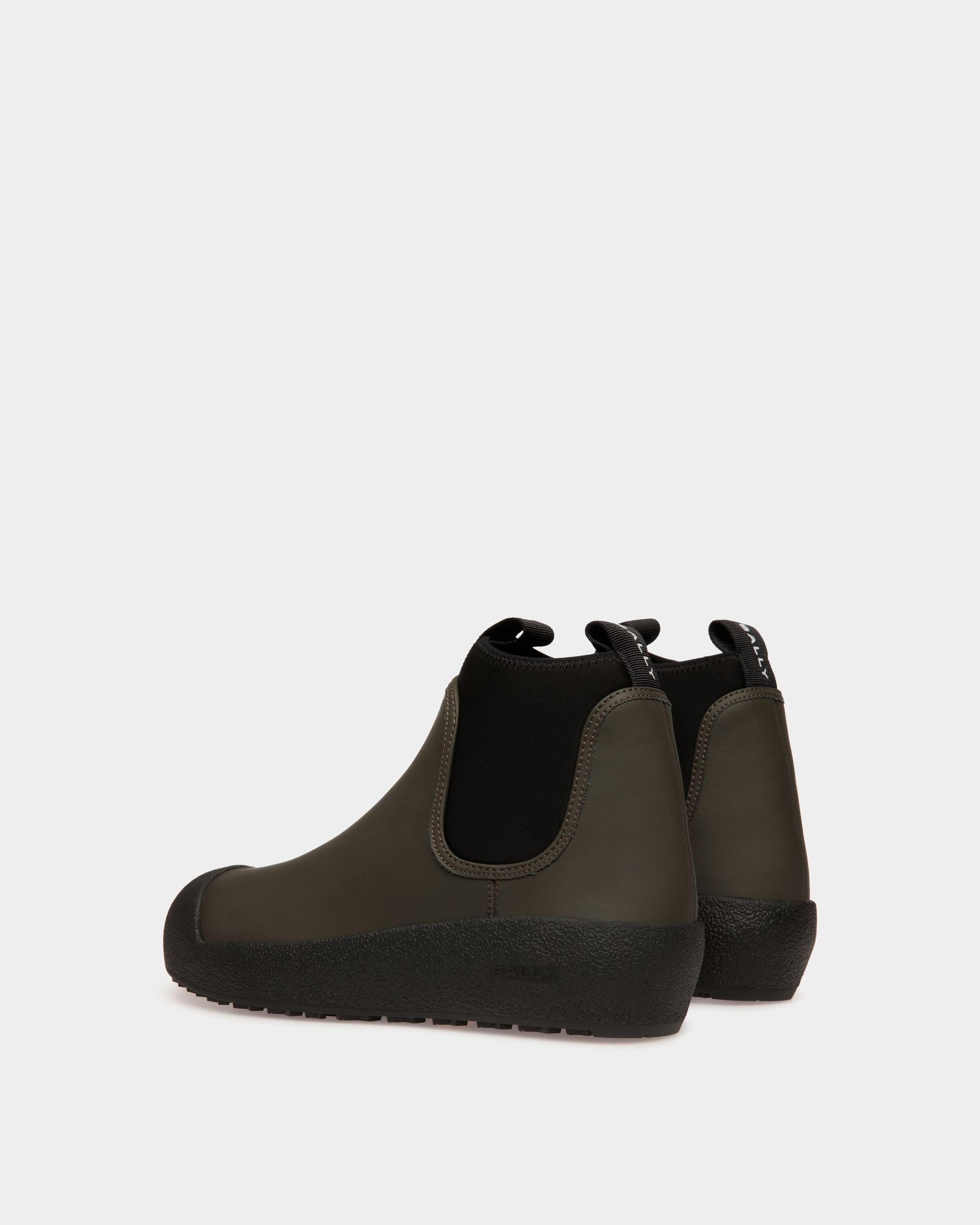 Bally Curling Bootie in Military Green Rubberized Leather - Men's - Bally - 04