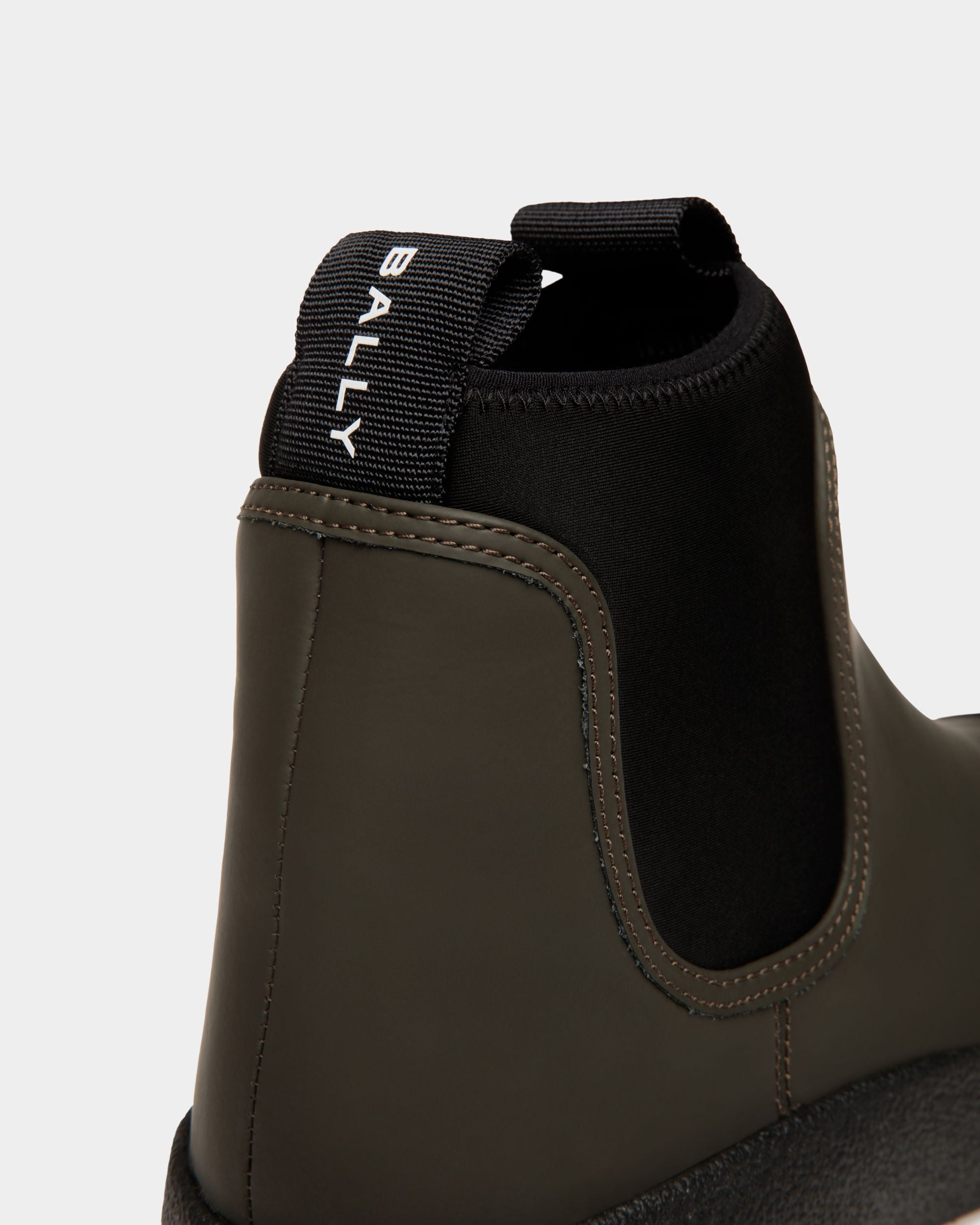 Bally Curling Bootie in Military Green Rubberized Leather - Men's - Bally - 06