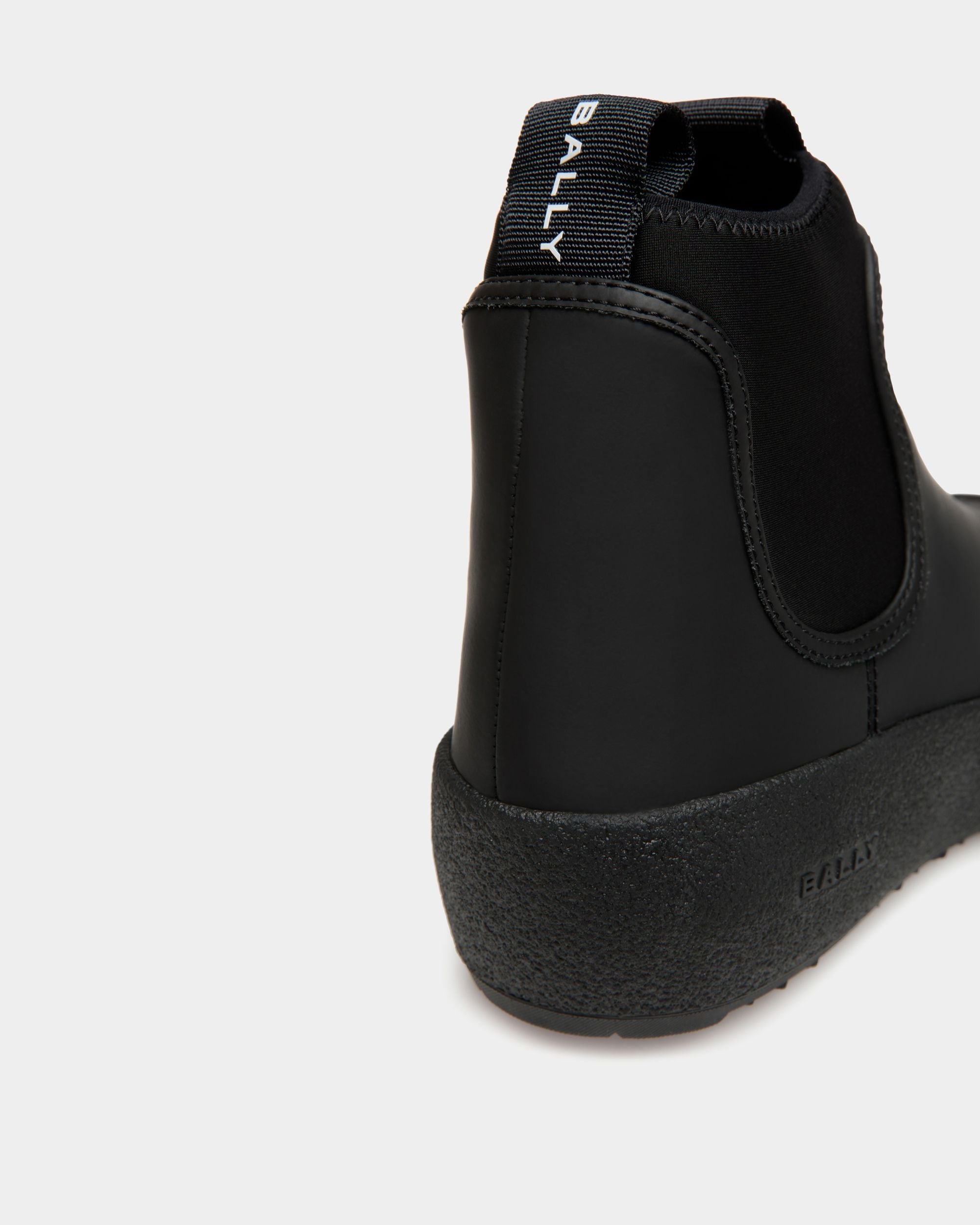 Men s Bally Curling Bootie in Black Rubberized Leather Bally