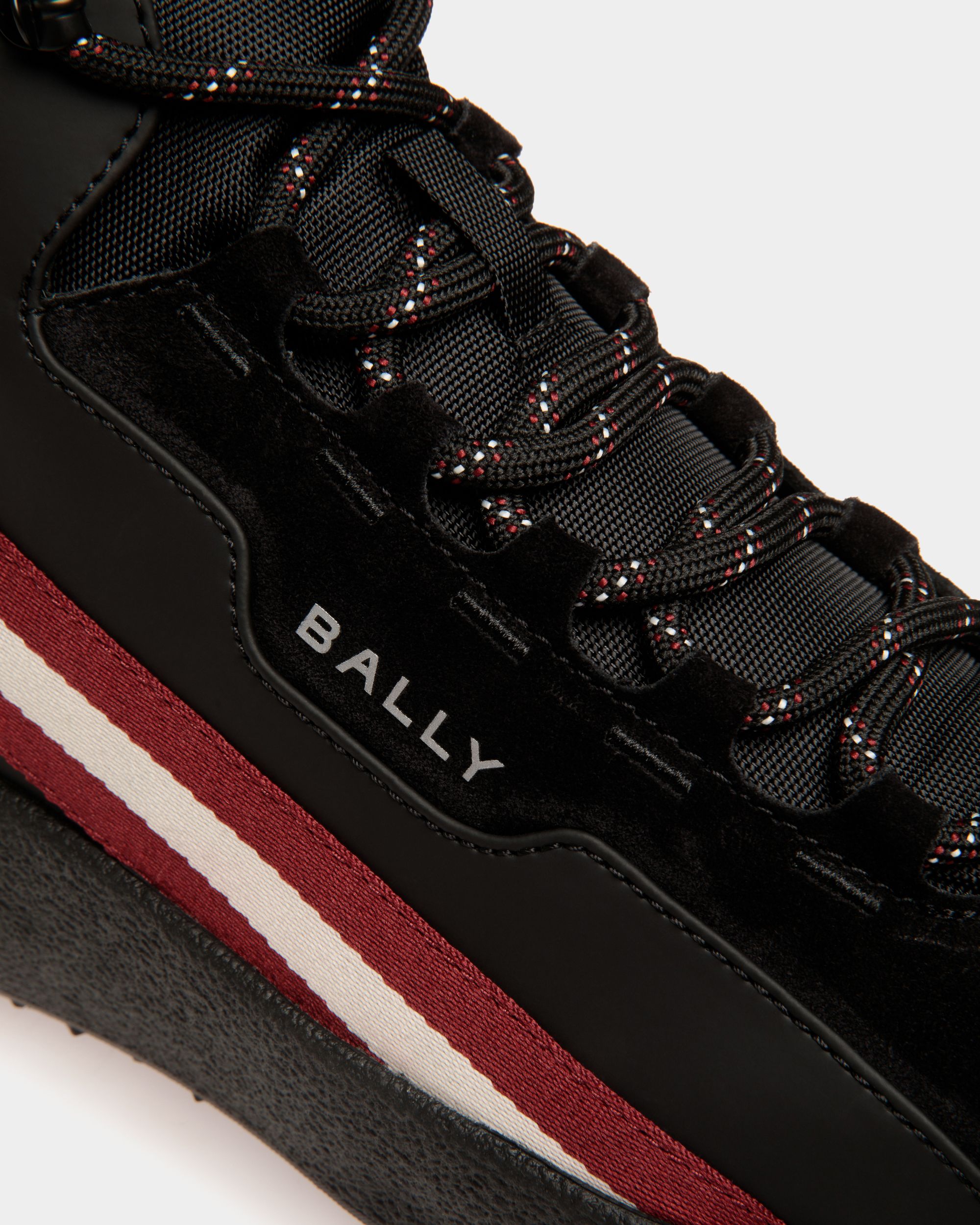 Curling Bootie in Black Rubberized Leather and Fabric - Men's - Bally - 06