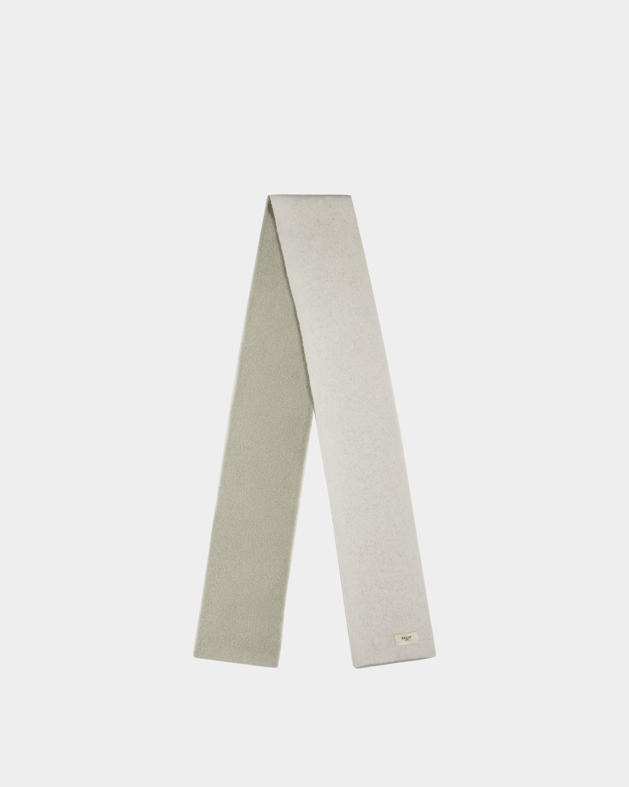 Wool Mix Scarf In Light Blue & Bone - Men's - Bally - 01