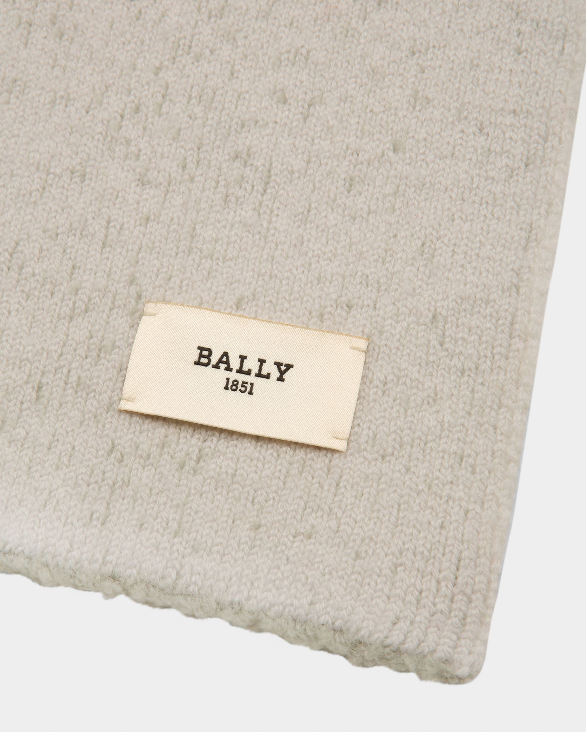 Wool Mix Scarf In Light Blue & Bone - Men's - Bally - 03