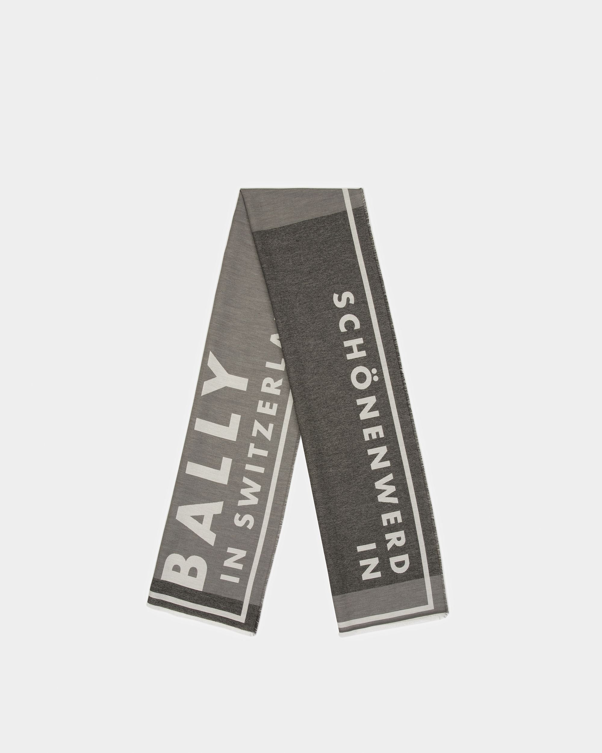 Jacquard Scarf In Dark Mineral And Black - Men's - Bally - 01