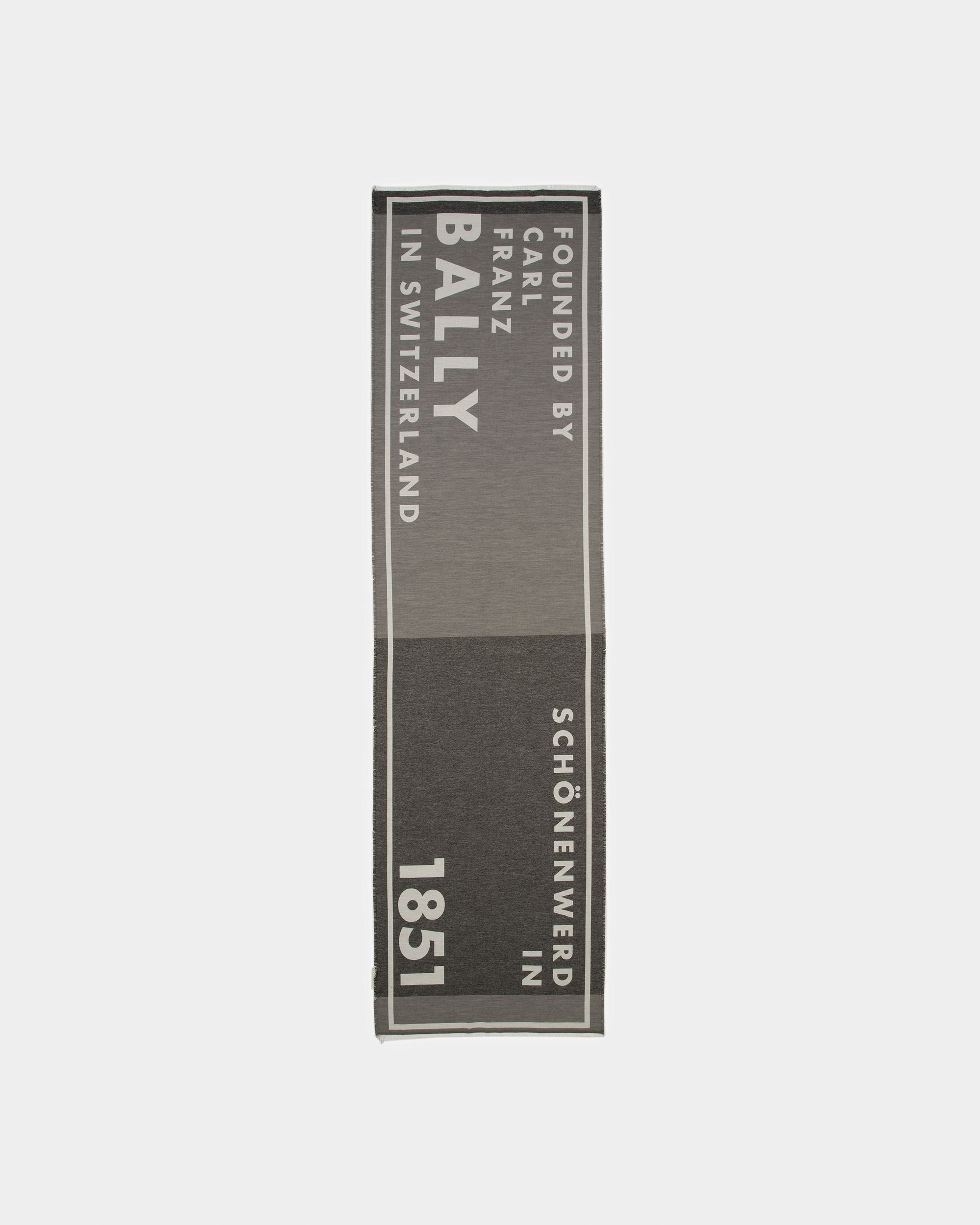 Jacquard Scarf In Dark Mineral And Black - Men's - Bally - 02