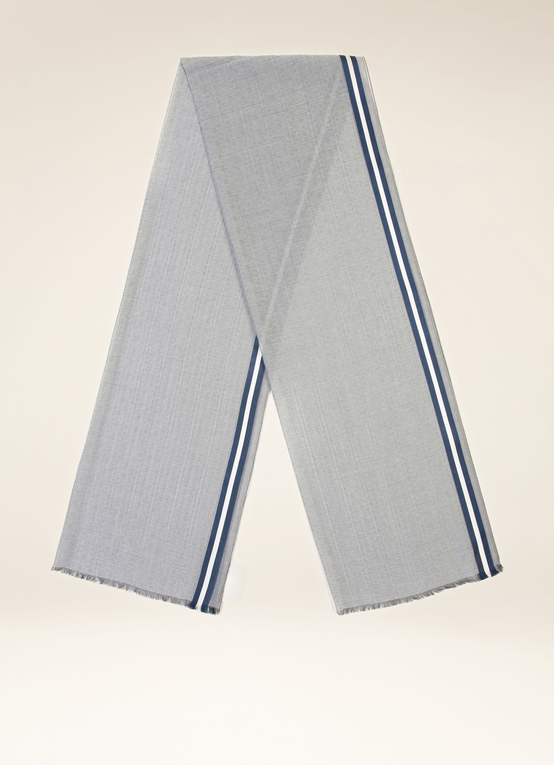 Cotton & Silk Scarf In Grey - Men's - Bally - 01