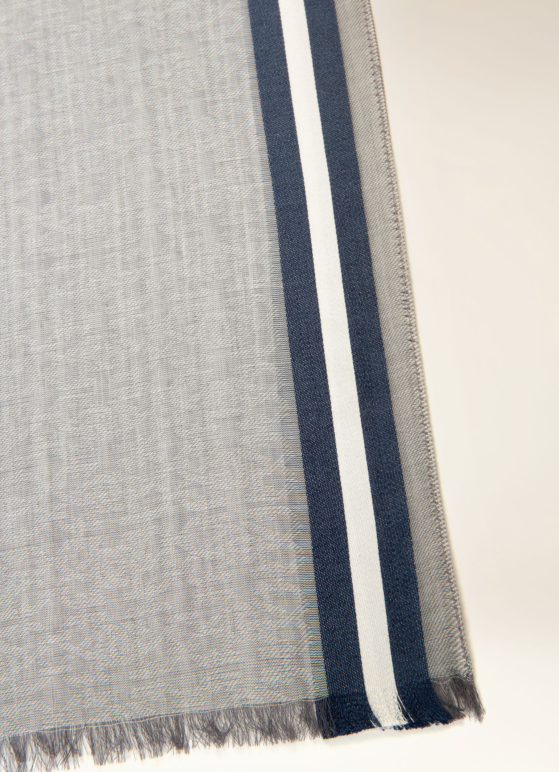Cotton & Silk Scarf In Grey - Men's - Bally - 02