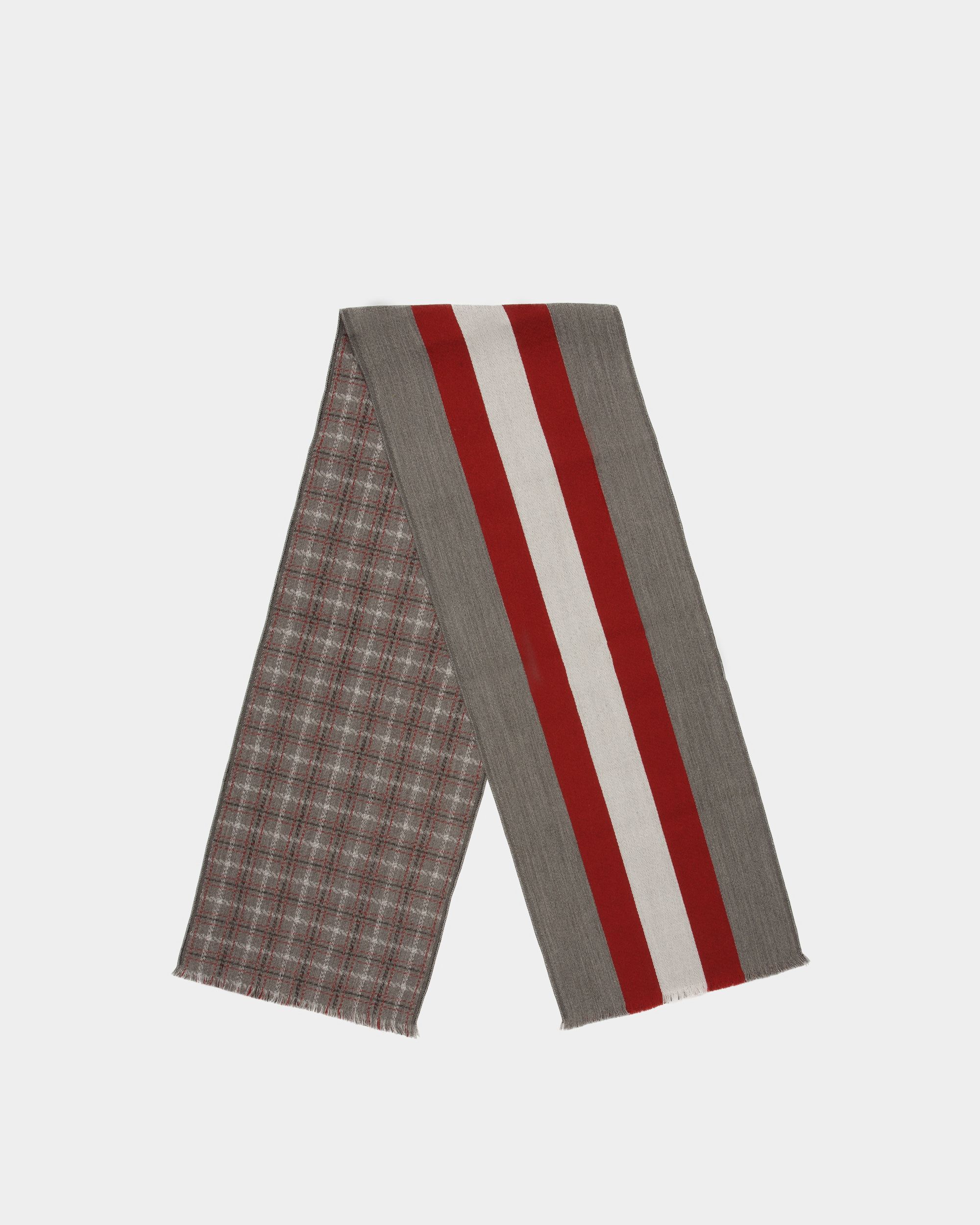 Jacquard Scarf In Dark Mineral Wool - Men's - Bally - 01