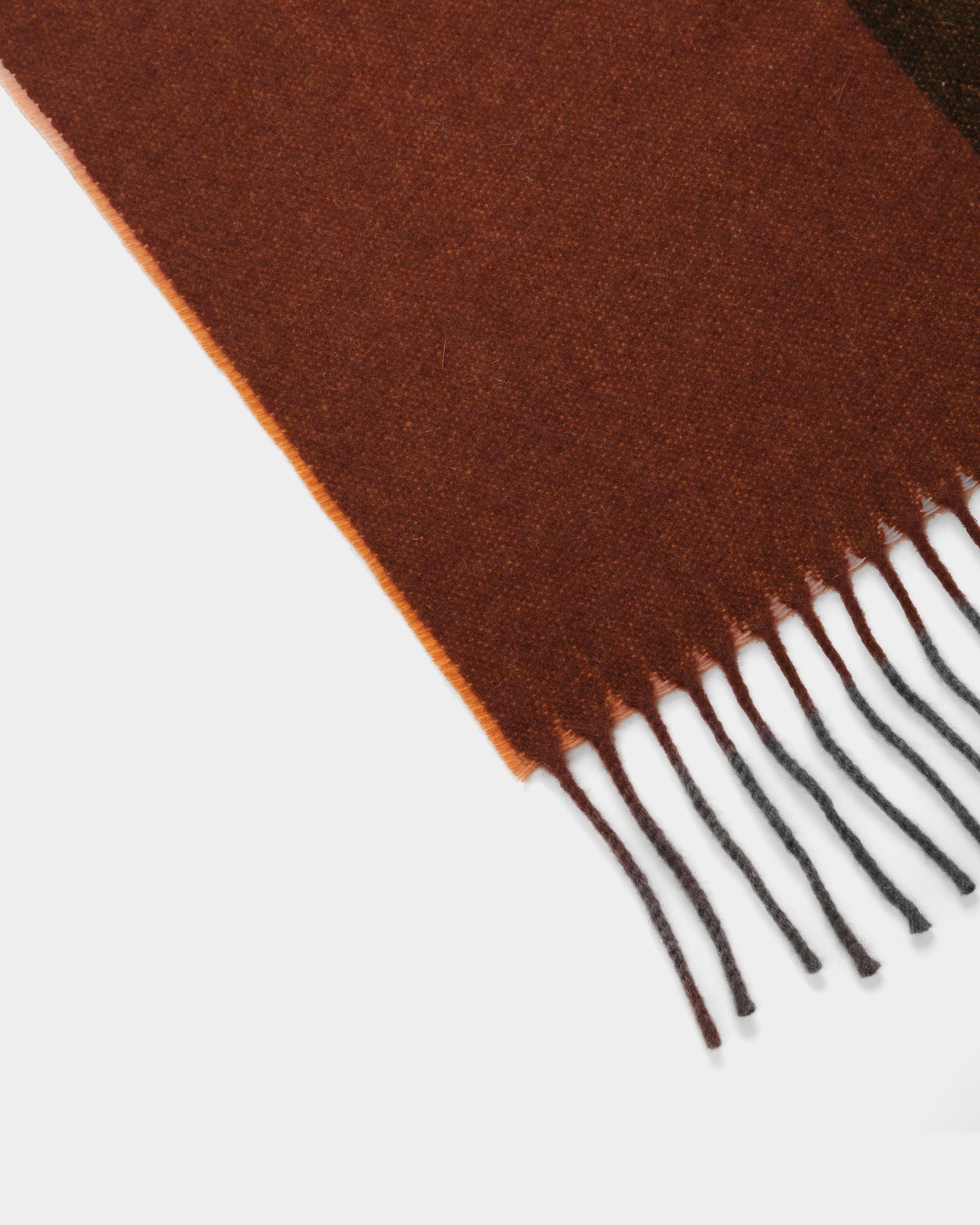 Two-Tone Logo Scarf In Brown Fabric - Men's - Bally - 02