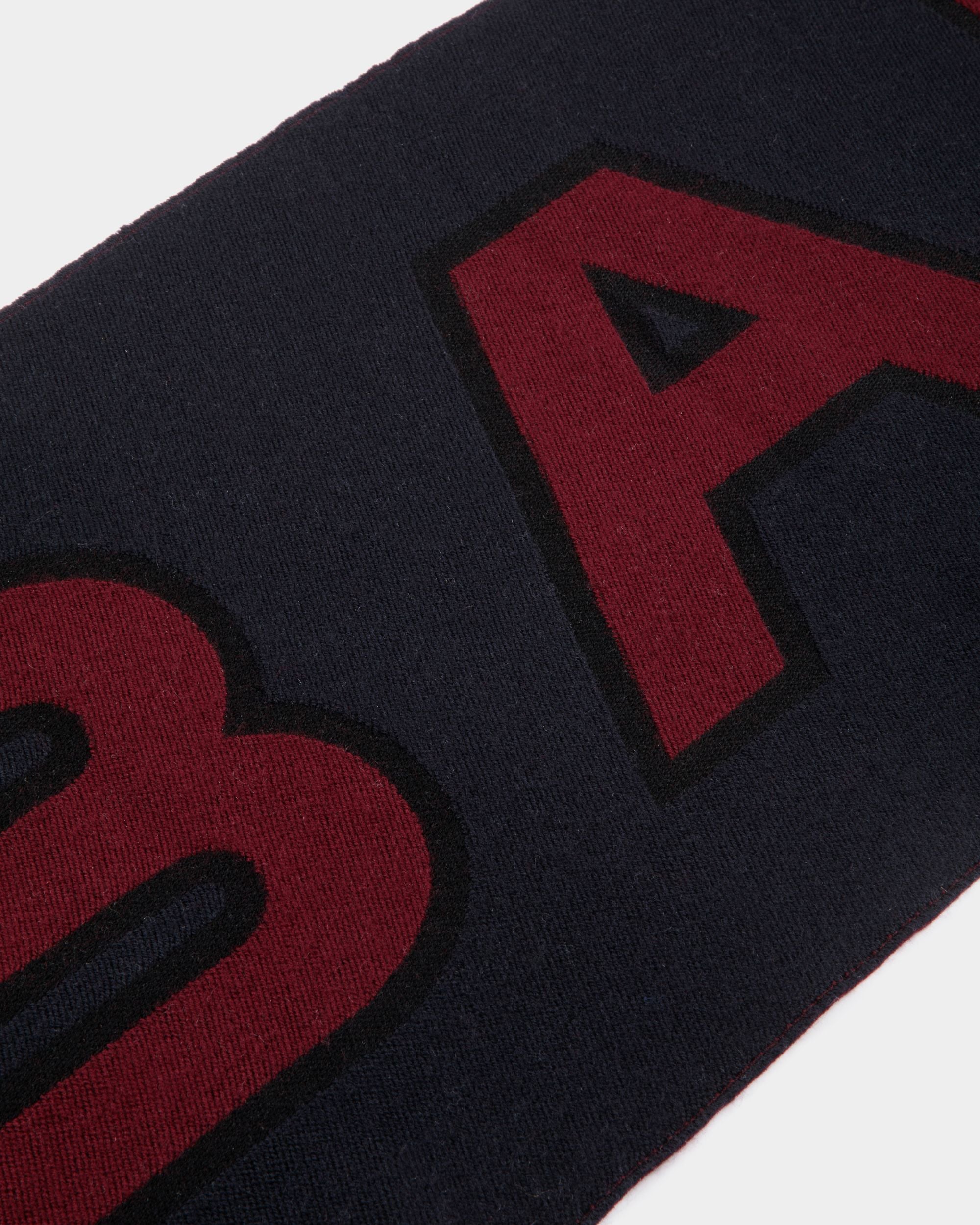 Scarf With Logo In Navy Blue And Andorra Wool - Men's - Bally - 01