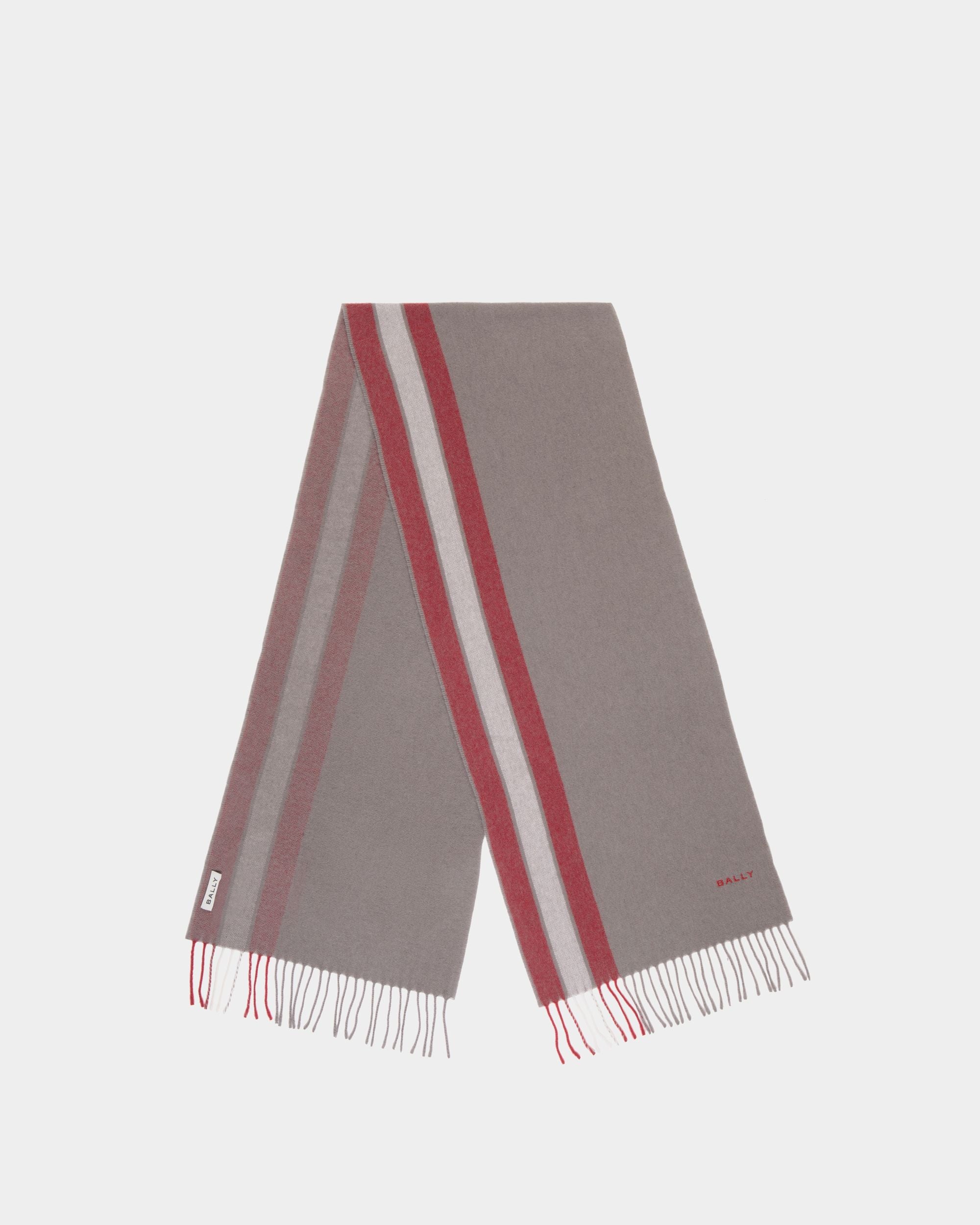Scarf With Bally Ribbon in a Dark Grey Cashmere Blend - Men's - Bally - 01