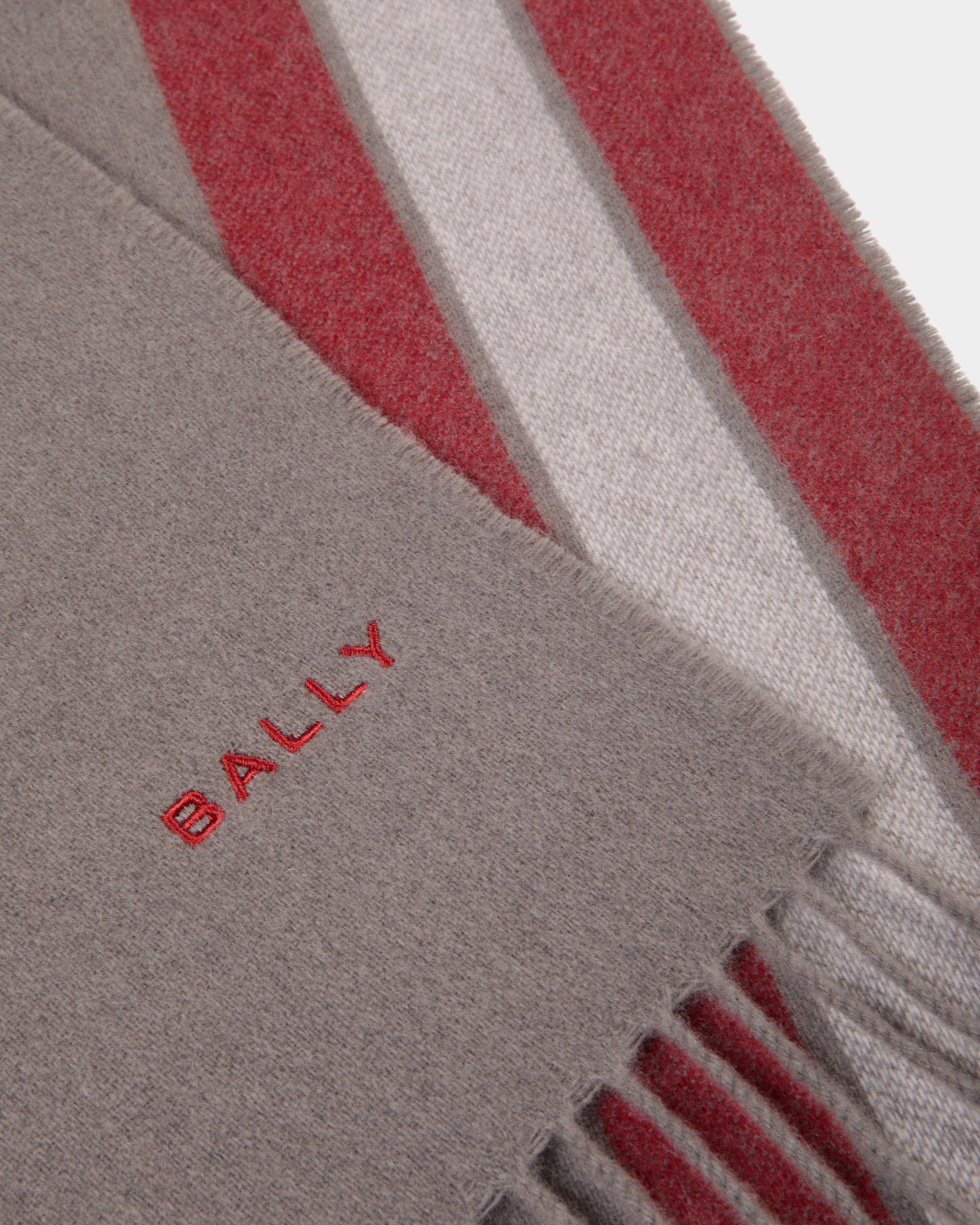 Scarf With Bally Ribbon in a Dark Grey Cashmere Blend - Men's - Bally - 03