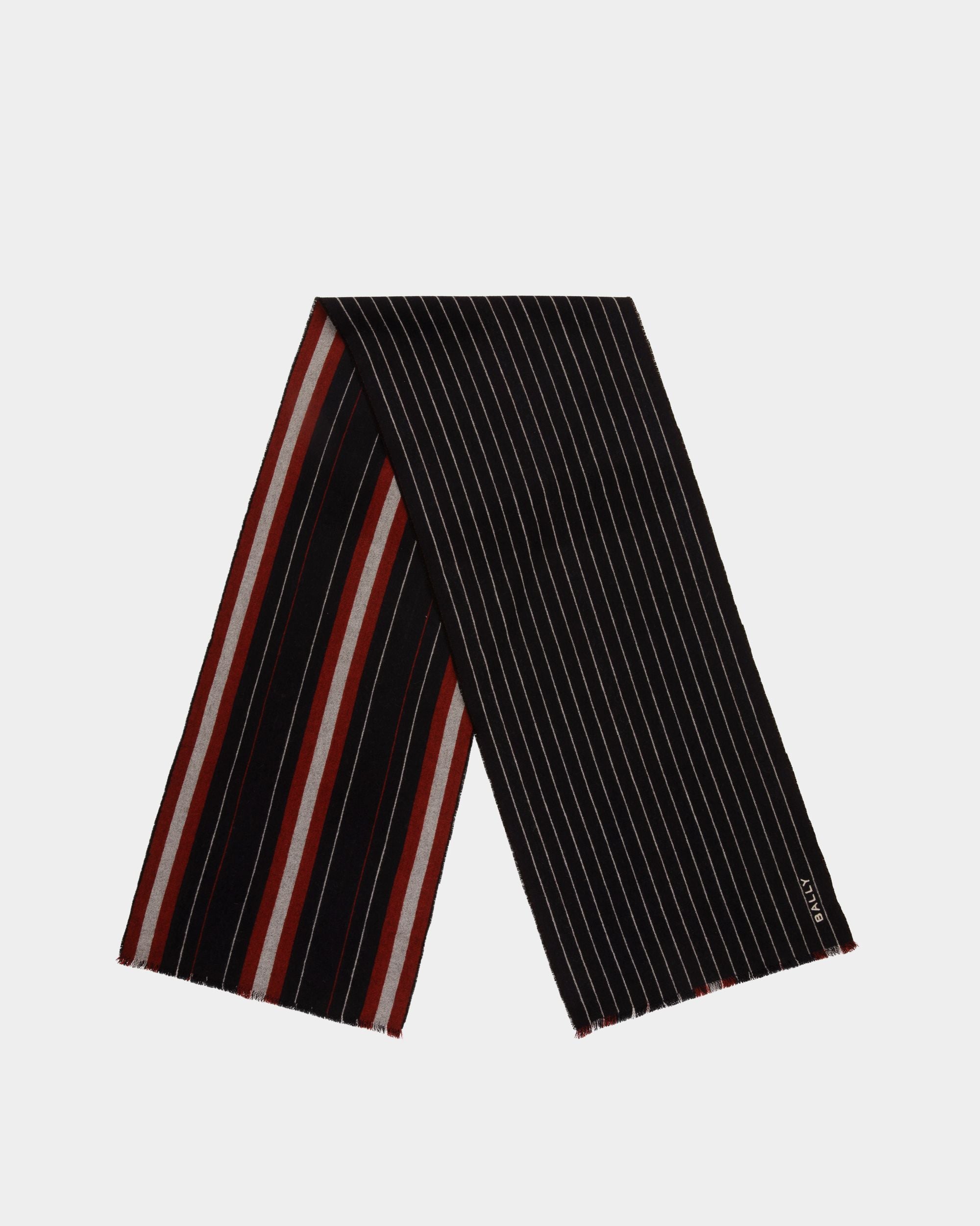 Scarf in Navy Blue Wool - Men's - Bally - 01