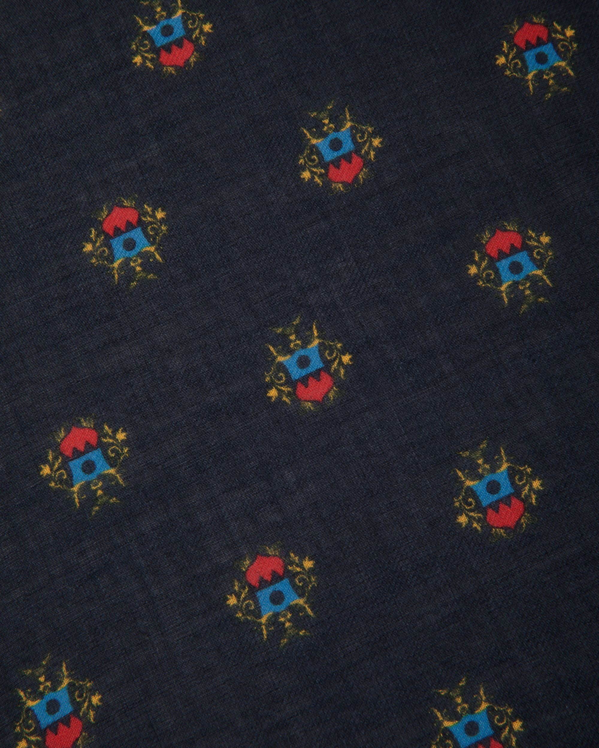 Scarf With an Allover Bally Crest Print in Navy Blue Modal And Cashmere - Men's - Bally - 03