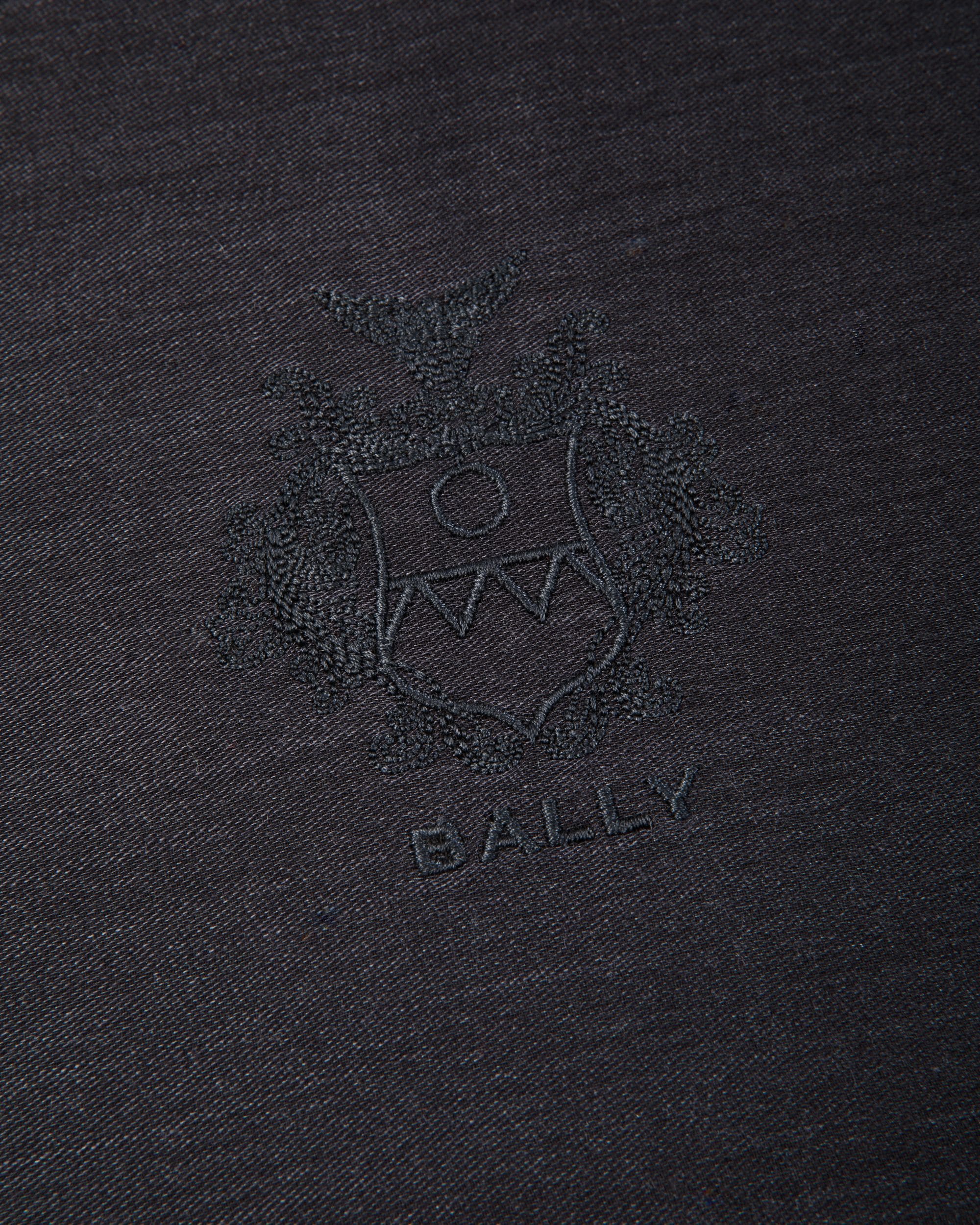 Scarf With a Bally Crest in Navy Blue Silk And Cashmere - Men's - Bally - 03