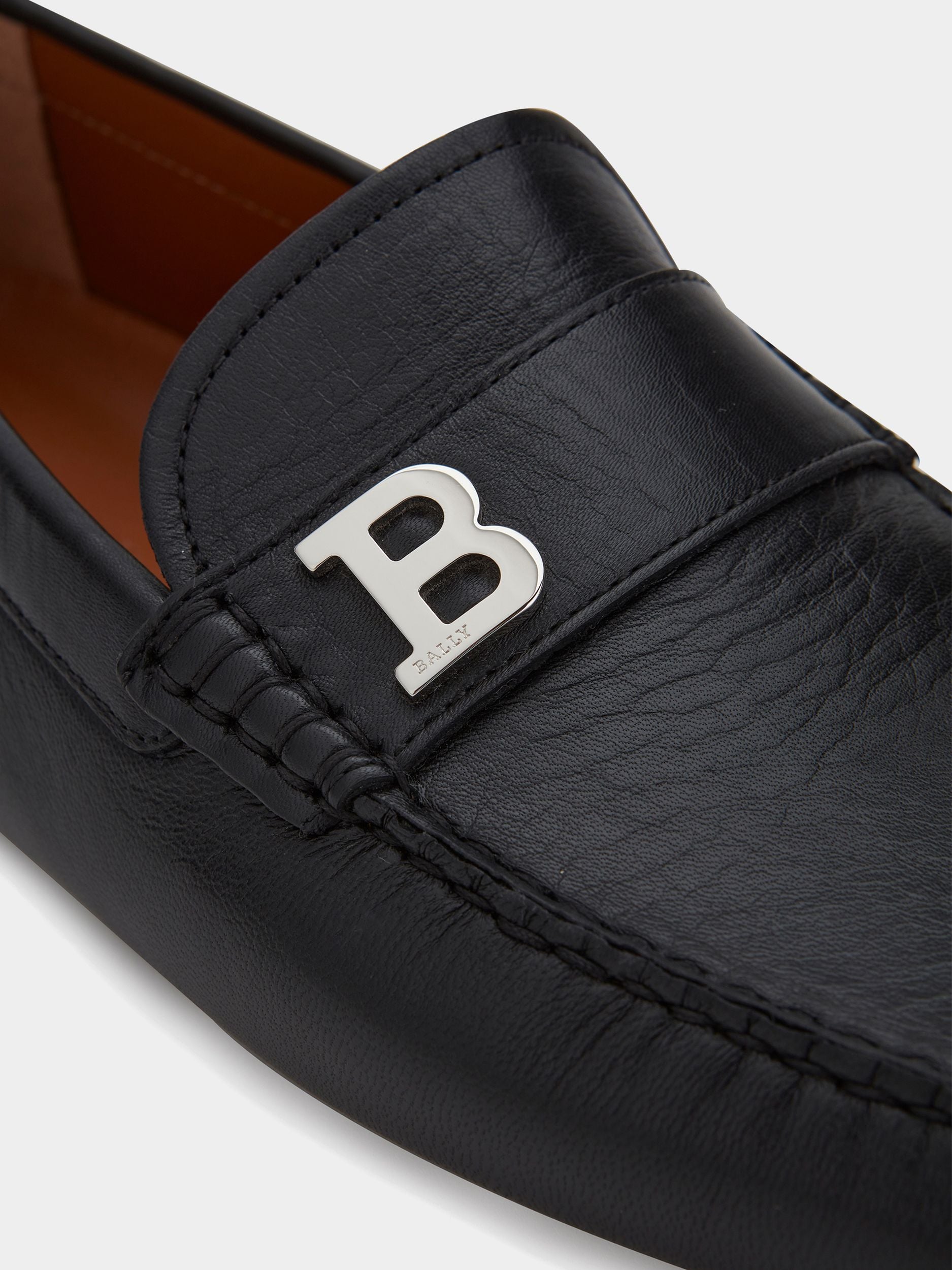 Men's Black Leather Driving Shoes - Men's - Bally - 04