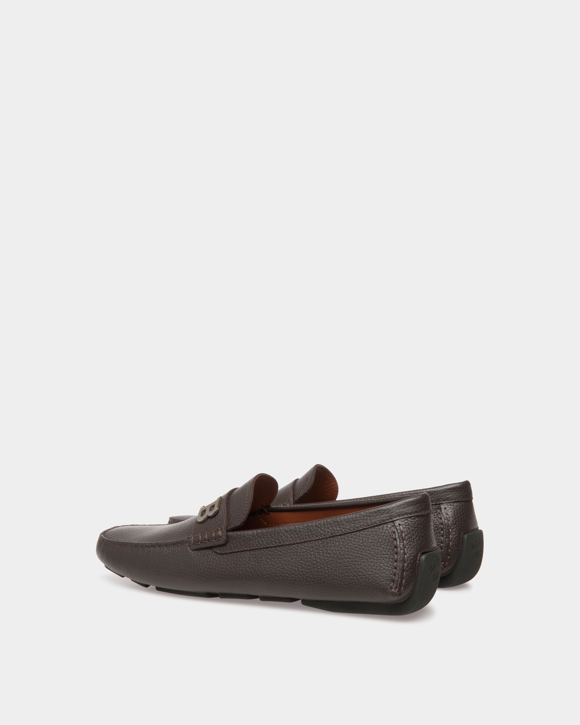 Driver in Brown Grained Leather - Men's - Bally - 03