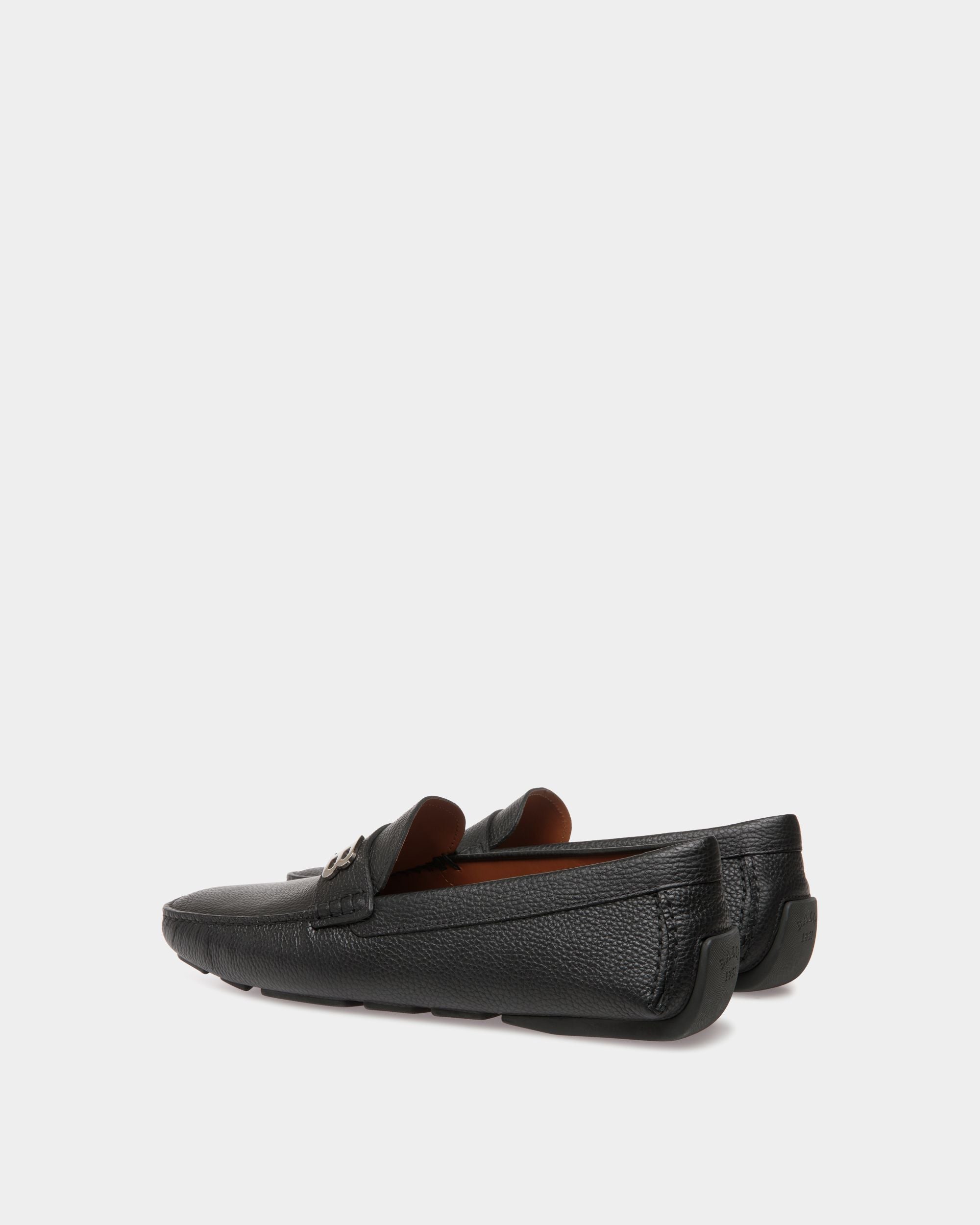 Driver in Black Grained Leather - Men's - Bally - 03