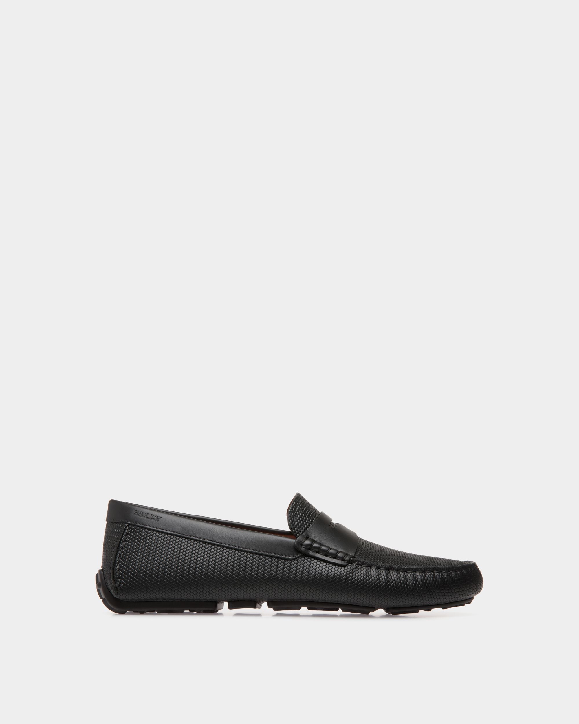 Driver in Black Embossed Leather - Men's - Bally - 01
