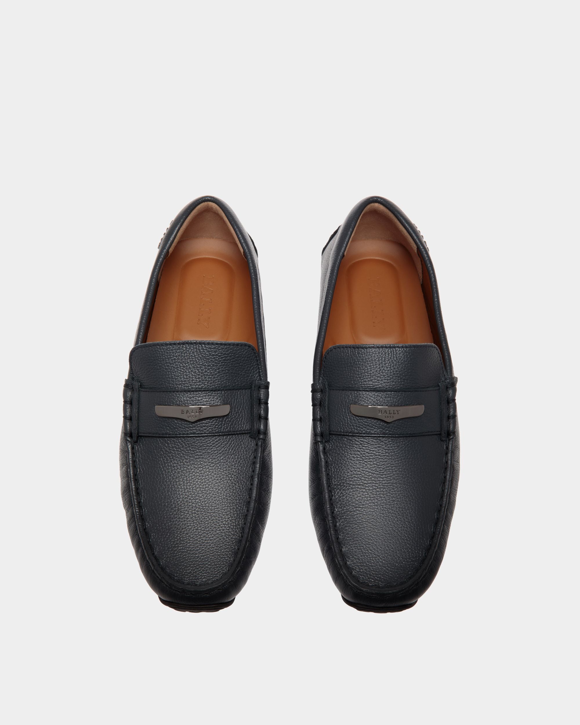 Pilot Drivers In Blue Leather - Men's - Bally - 04