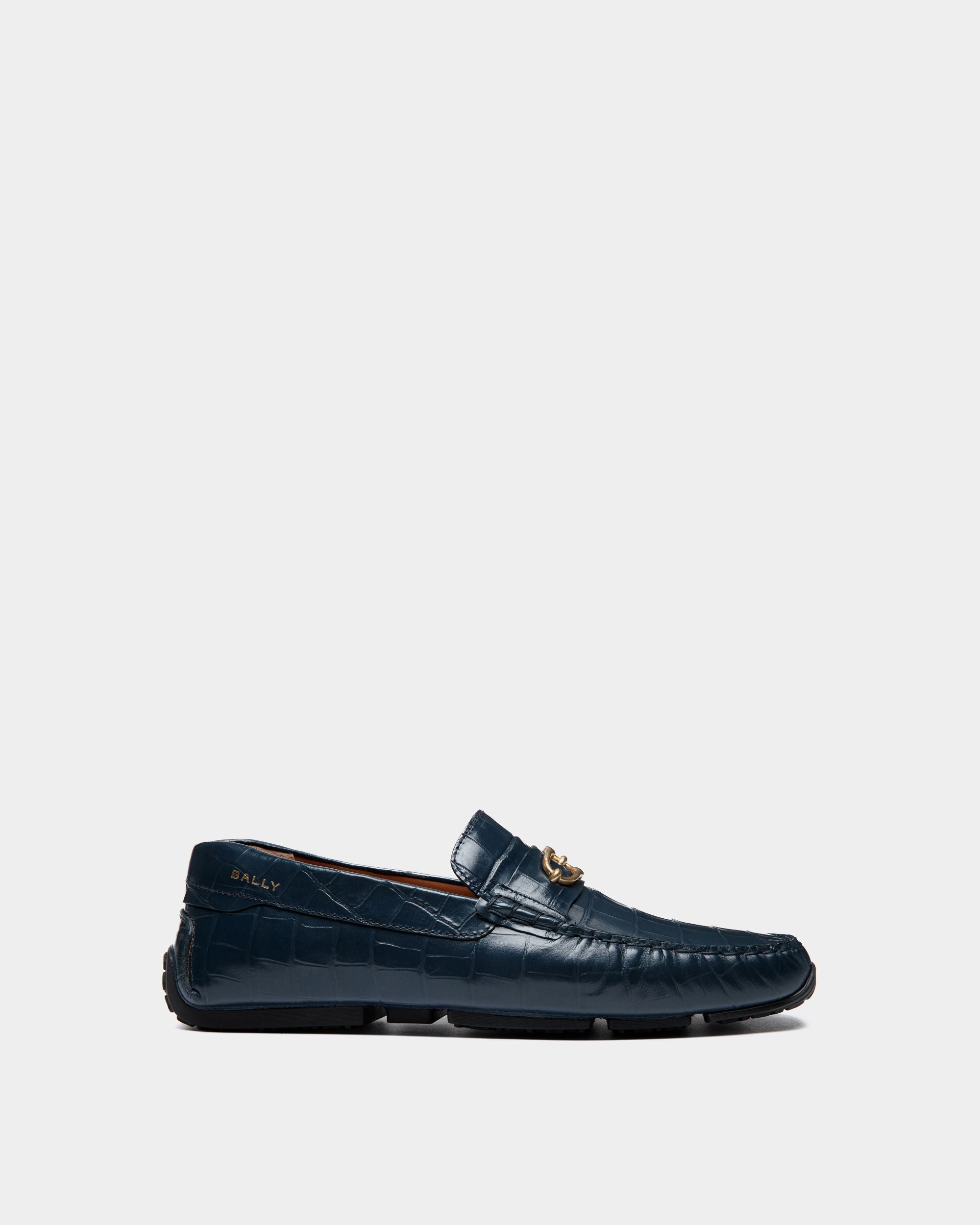 Pilot Drivers In Blue Leather - Men's - Bally - 01