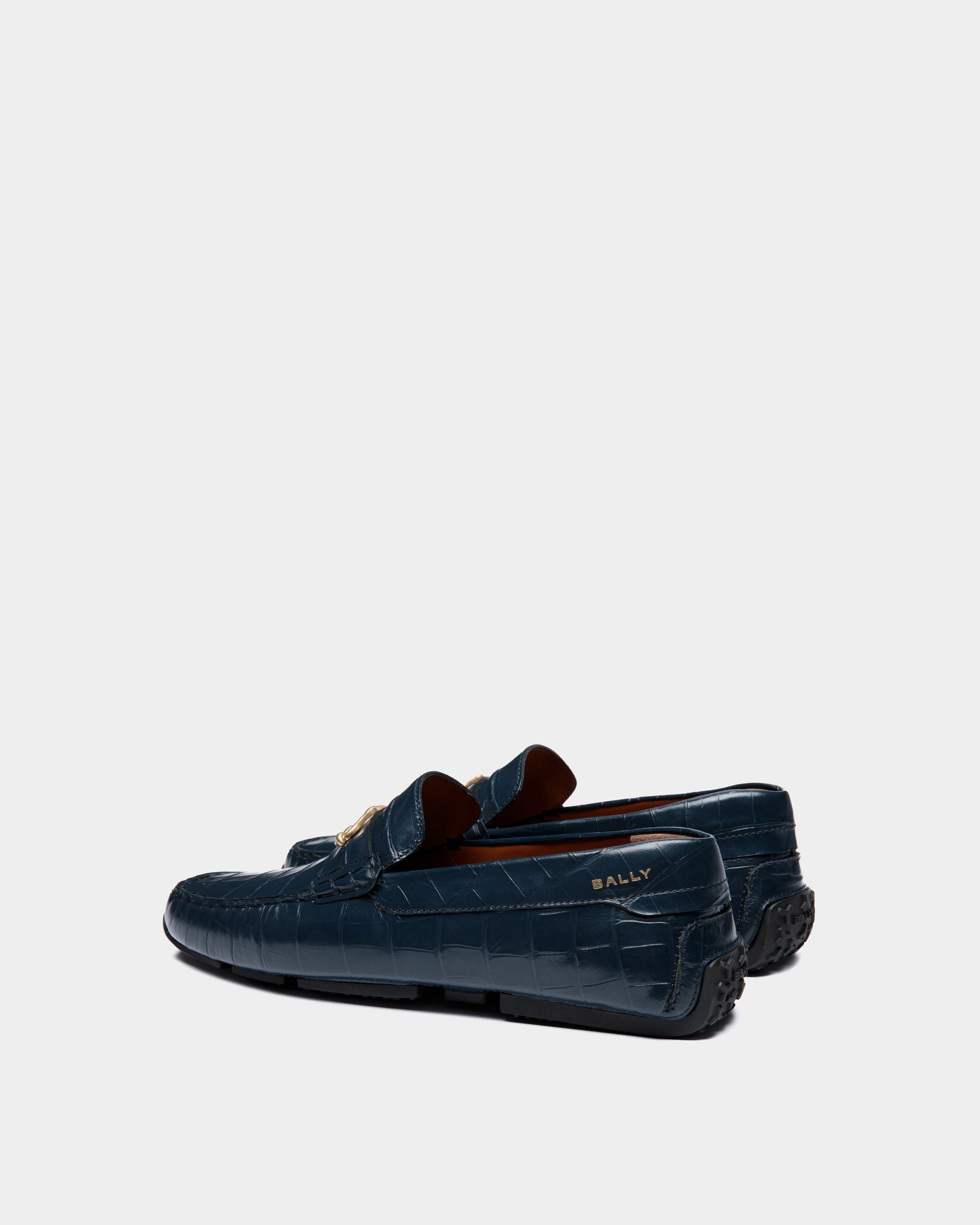 Pilot Drivers In Blue Leather - Men's - Bally - 03