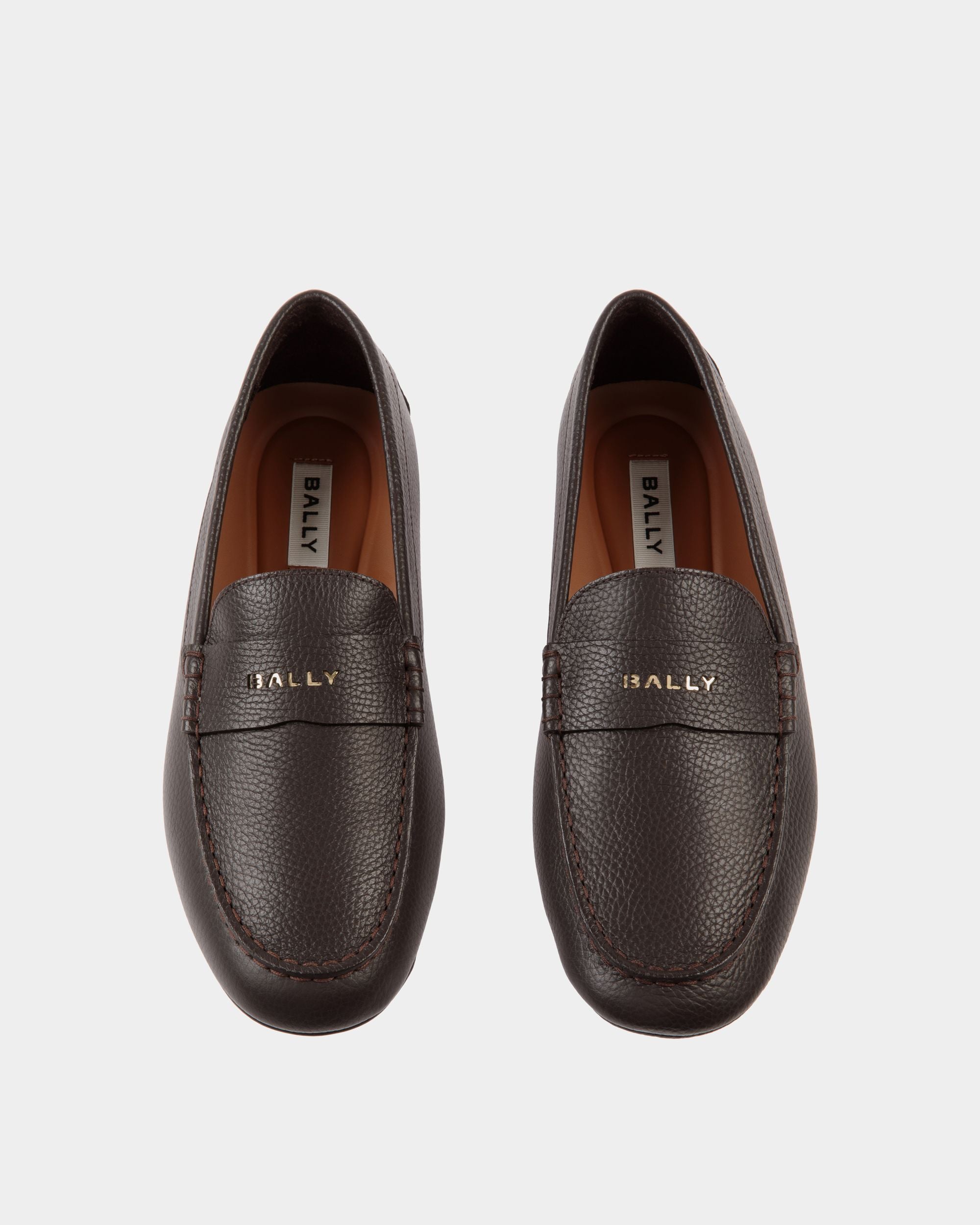 Kerbs Driver In Ebano Grained Leather - Men's - Bally - 04