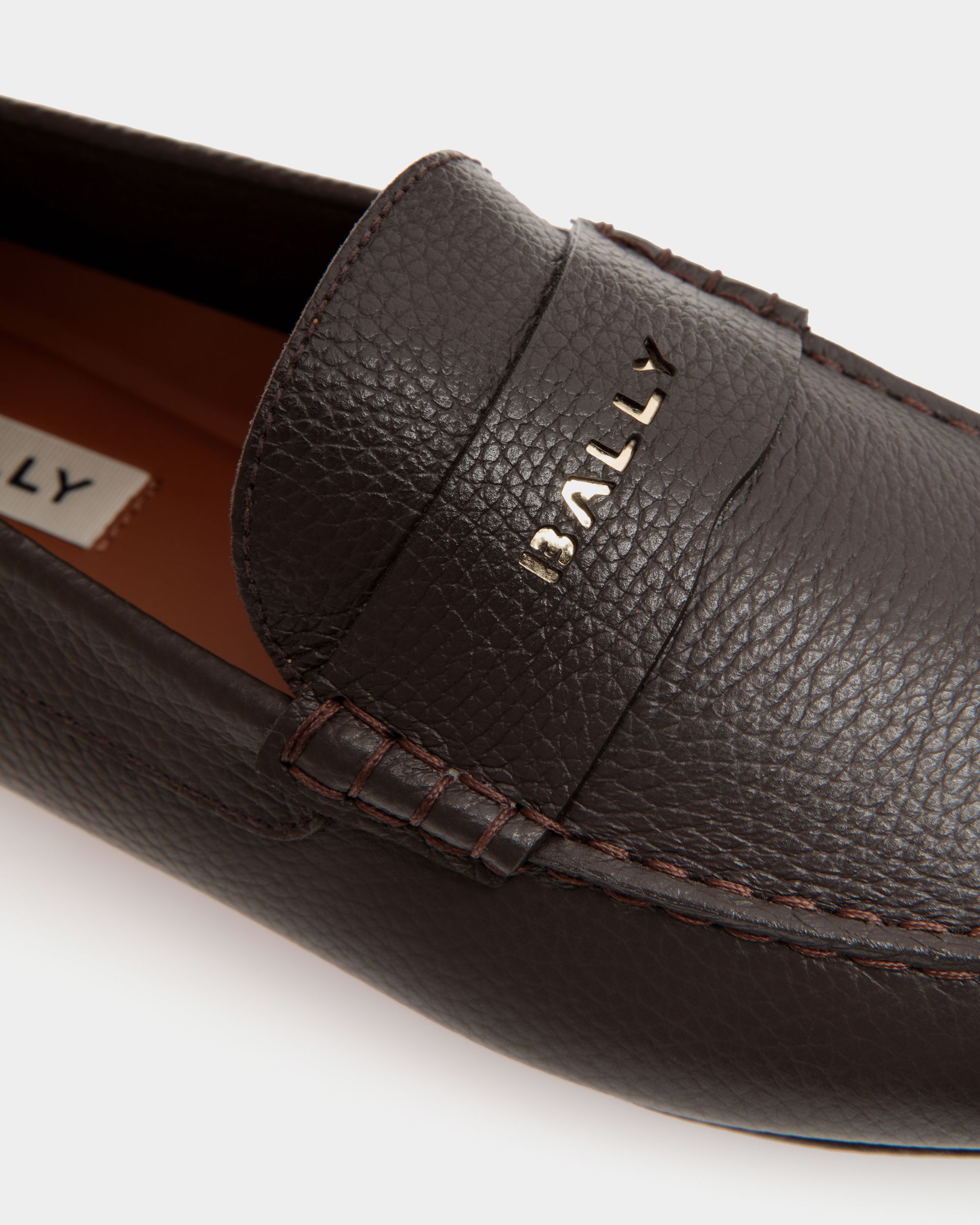 Kerbs Driver In Ebano Grained Leather - Men's - Bally - 05