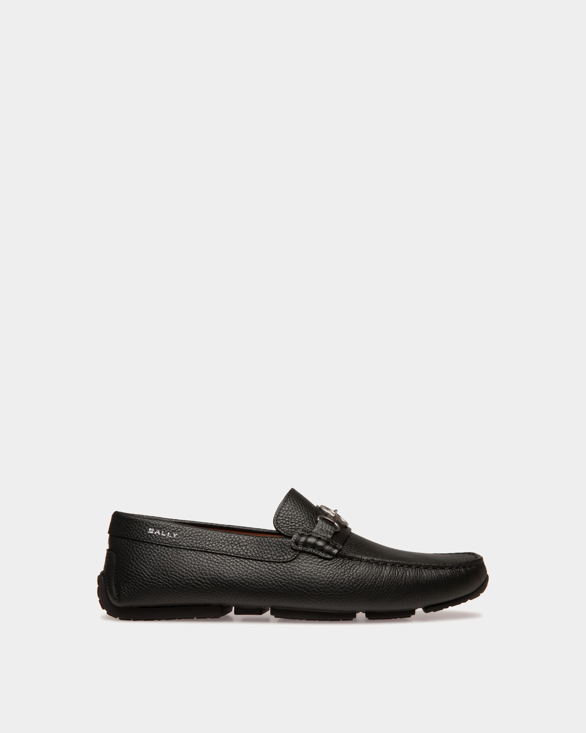 Pilot Driver in Black Grained Leather - Men's - Bally - 01