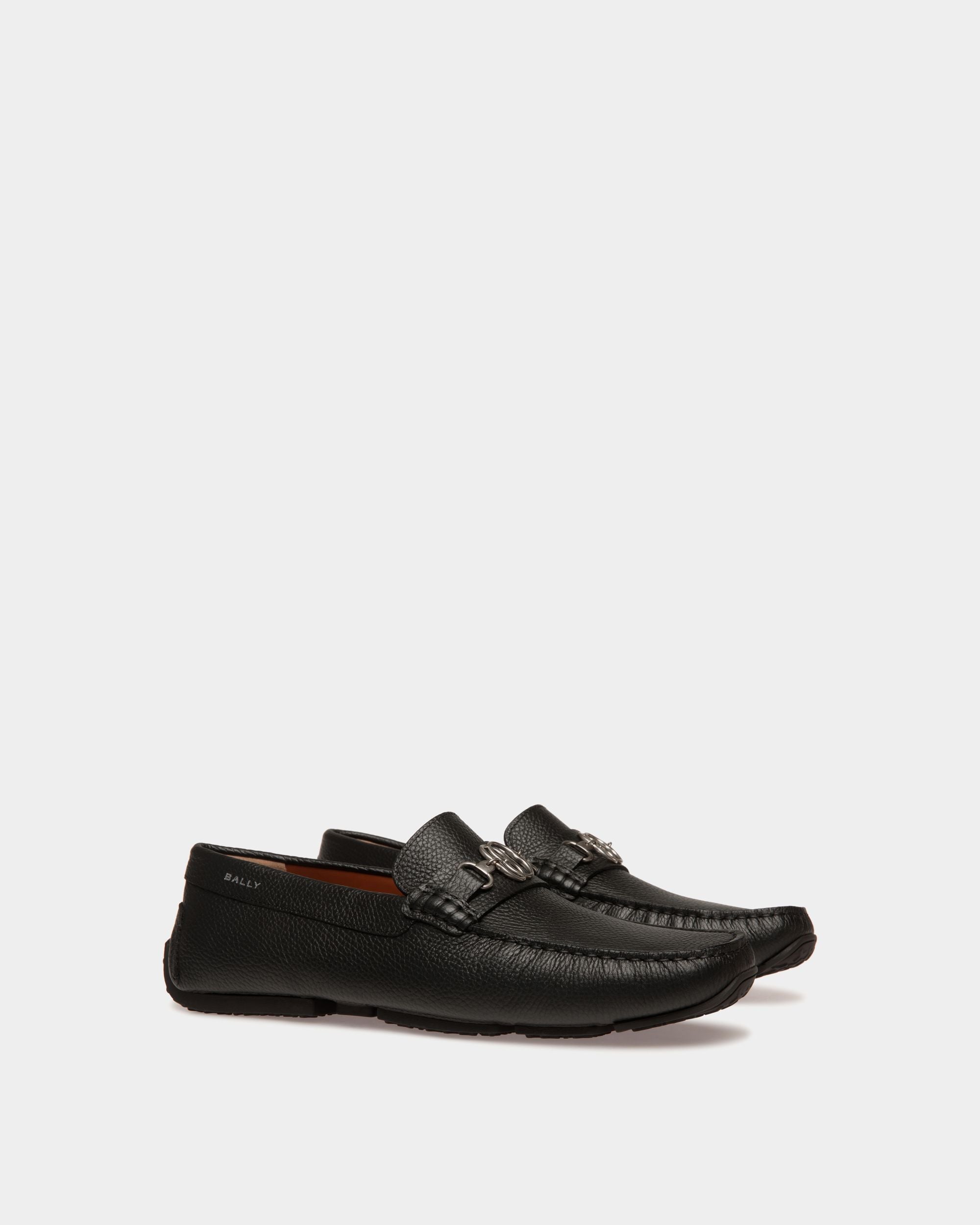 Pilot Driver in Black Grained Leather - Men's - Bally - 03