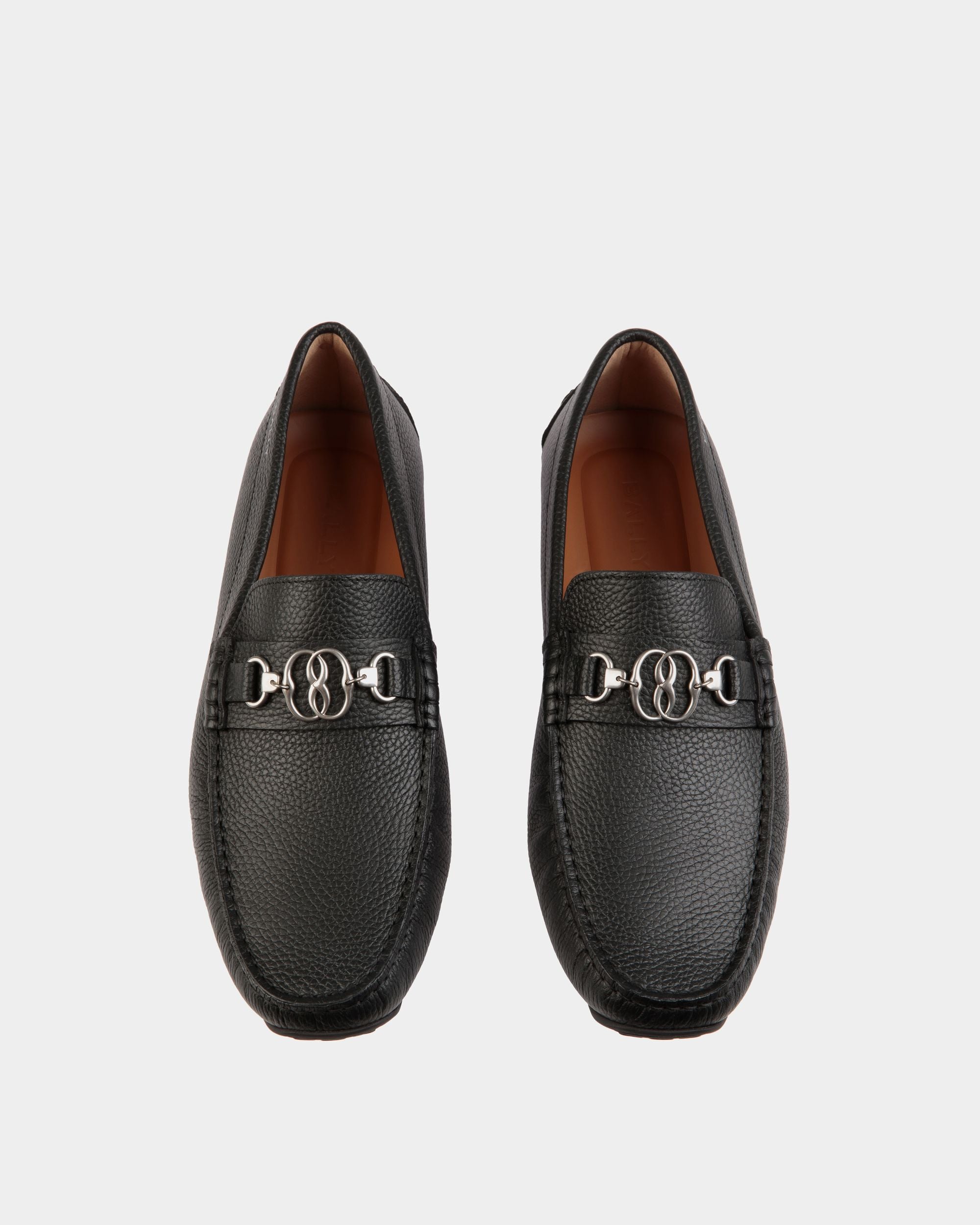Pilot Driver in Black Grained Leather - Men's - Bally - 05