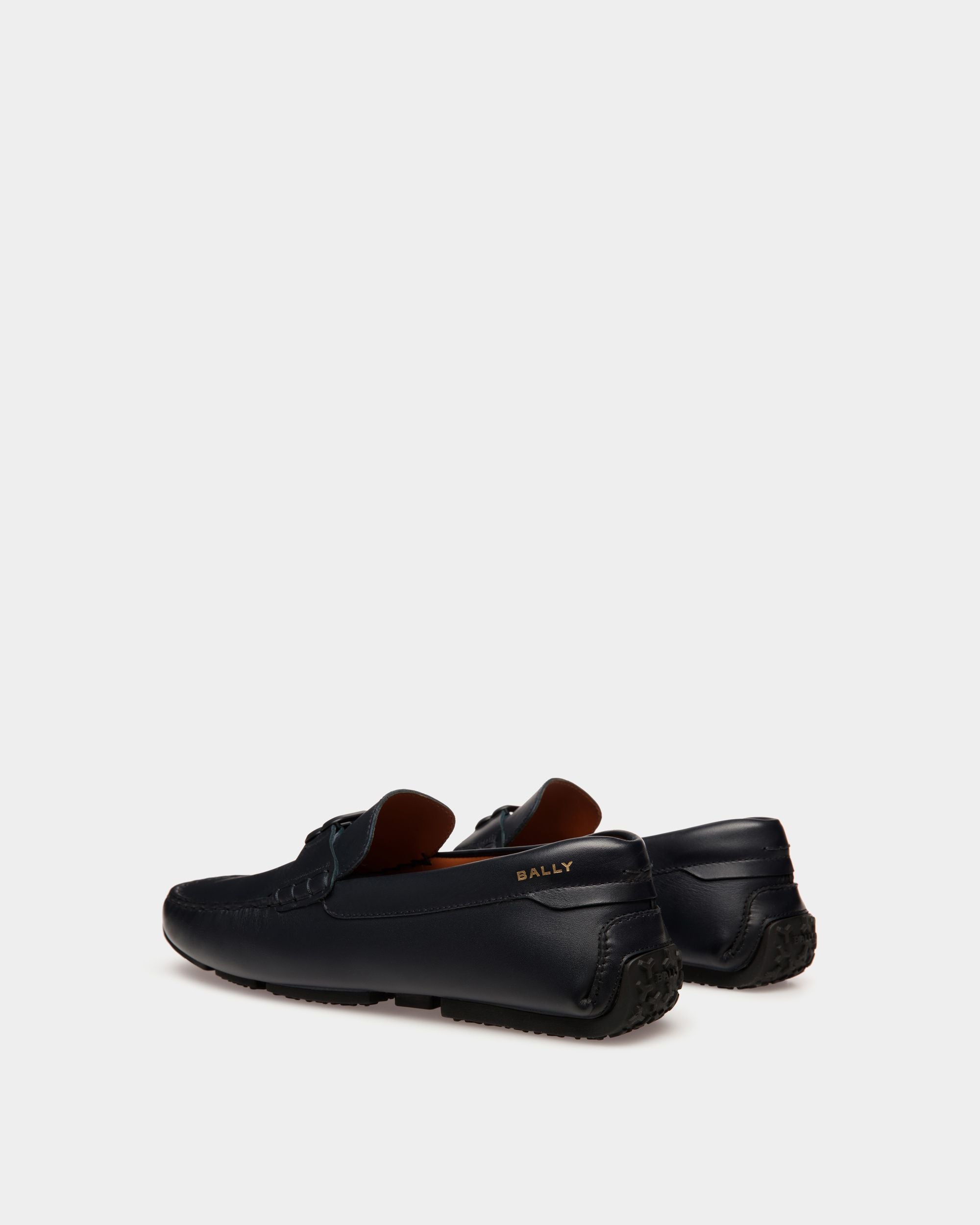 Pilot Driver In Navy Blue Leather - Men's - Bally - 03