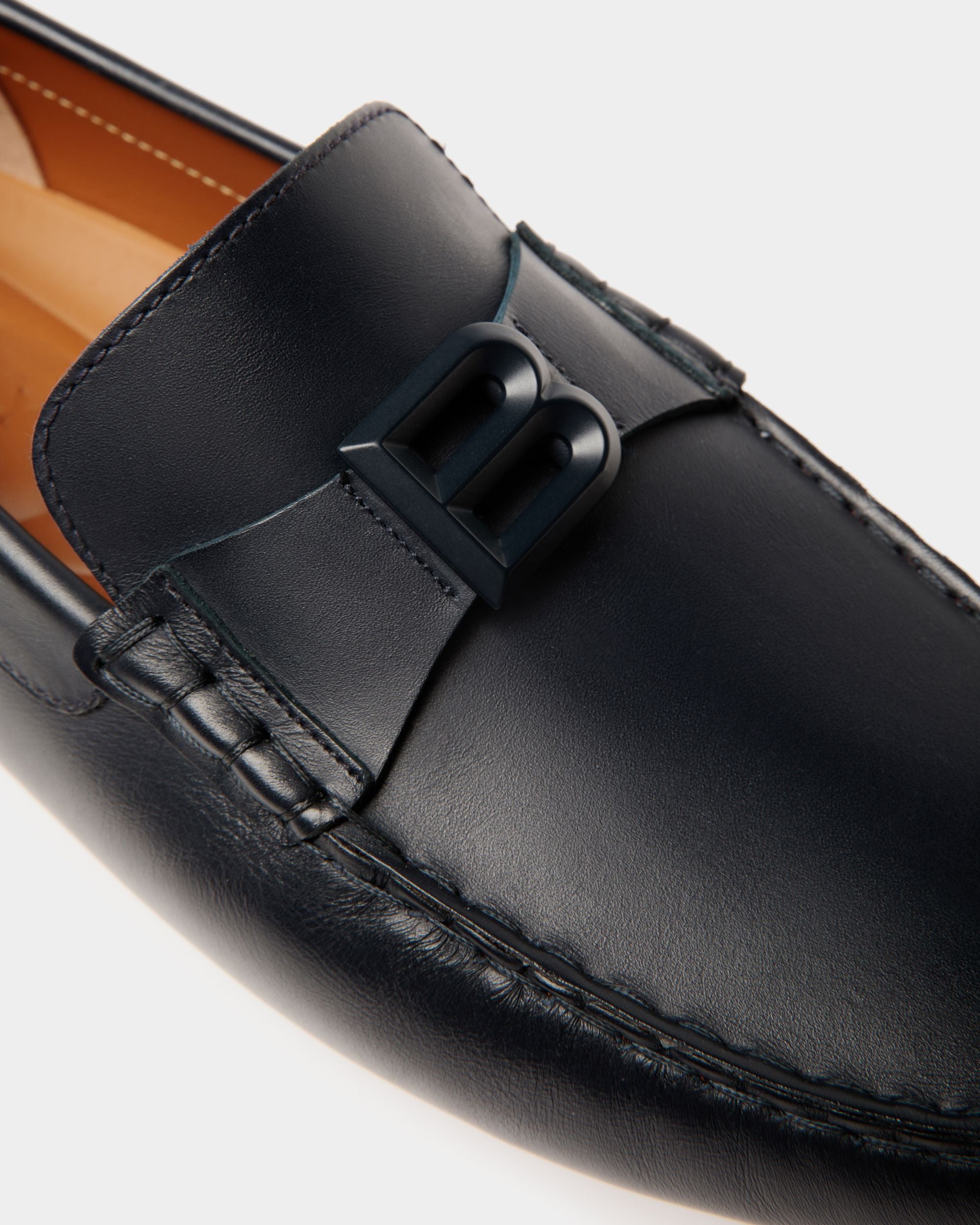 Pilot Driver In Navy Blue Leather - Men's - Bally - 04