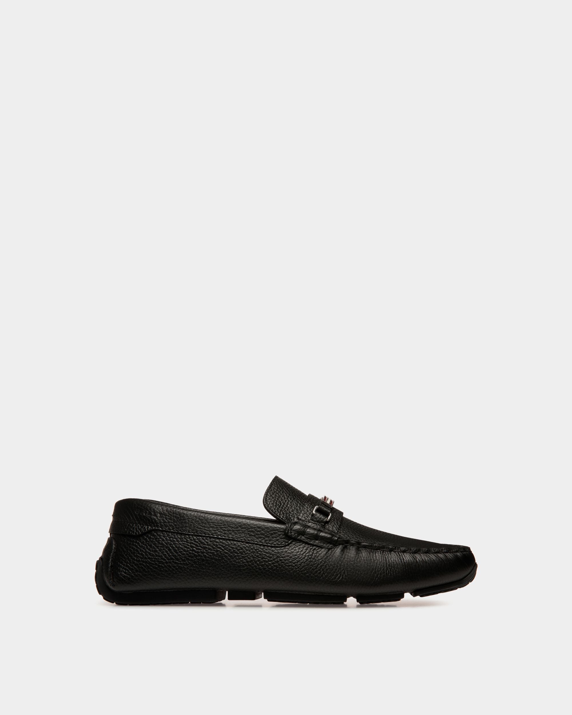 Pilot Driver In Black Grained Leather - Men's - Bally - 01