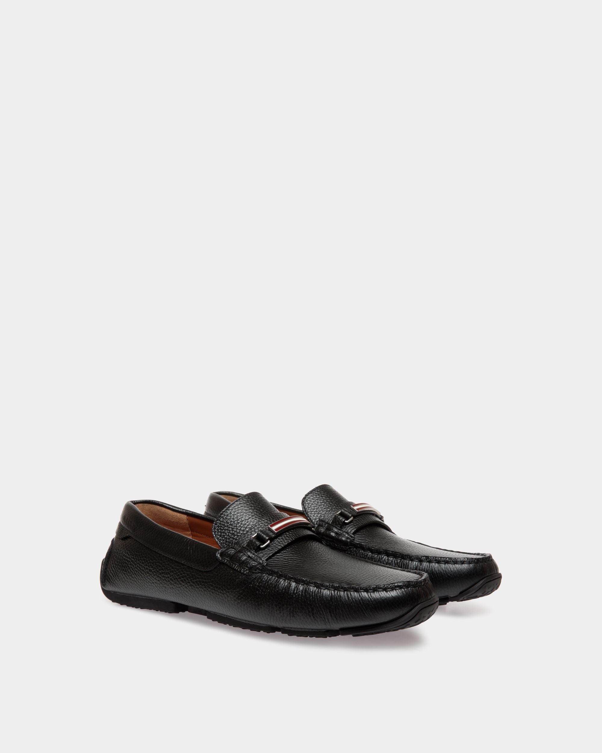 Pilot Driver in Black Grained Leather - Men's - Bally - 02