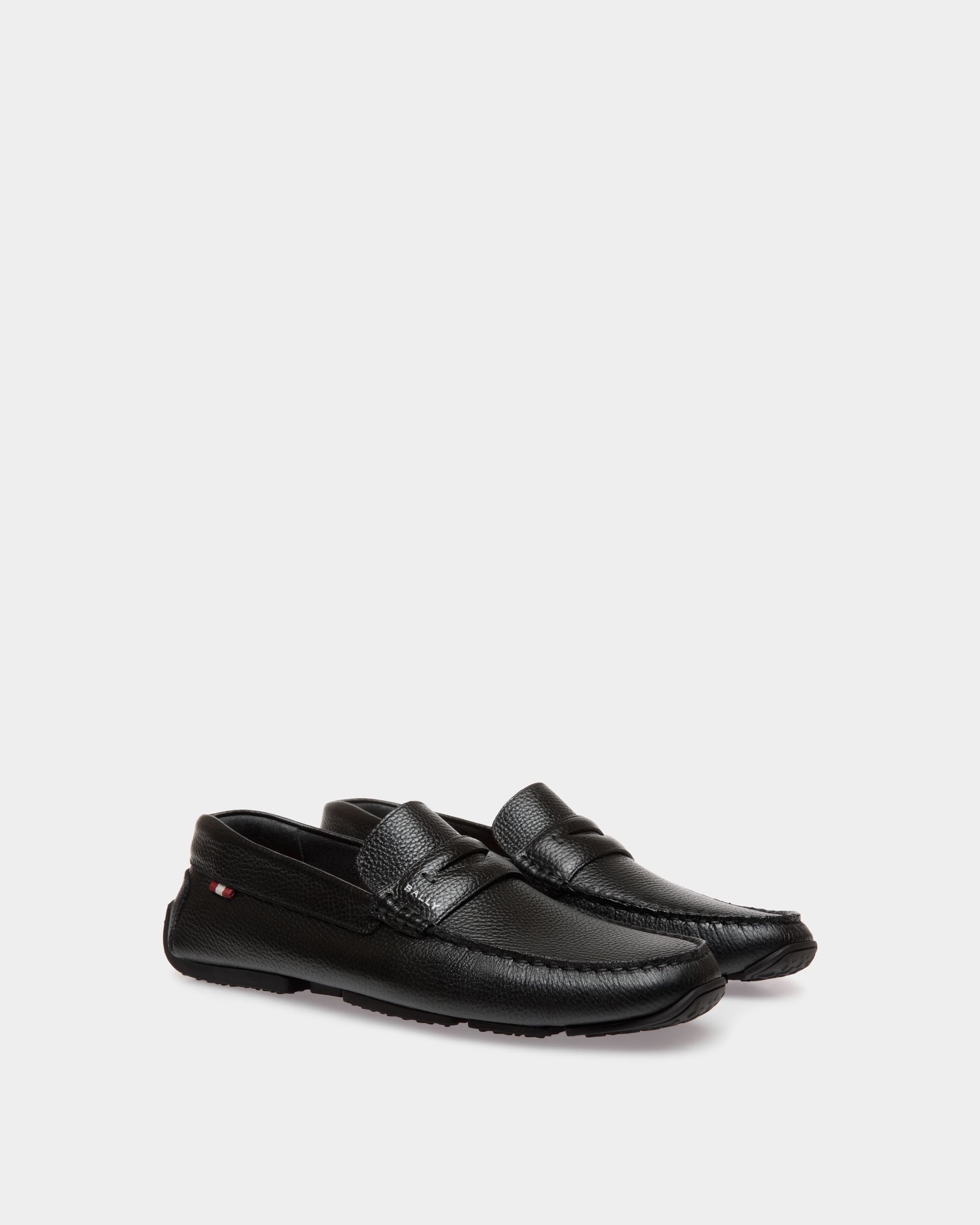 Pilot Driver in Black Grained Leather - Men's - Bally - 02