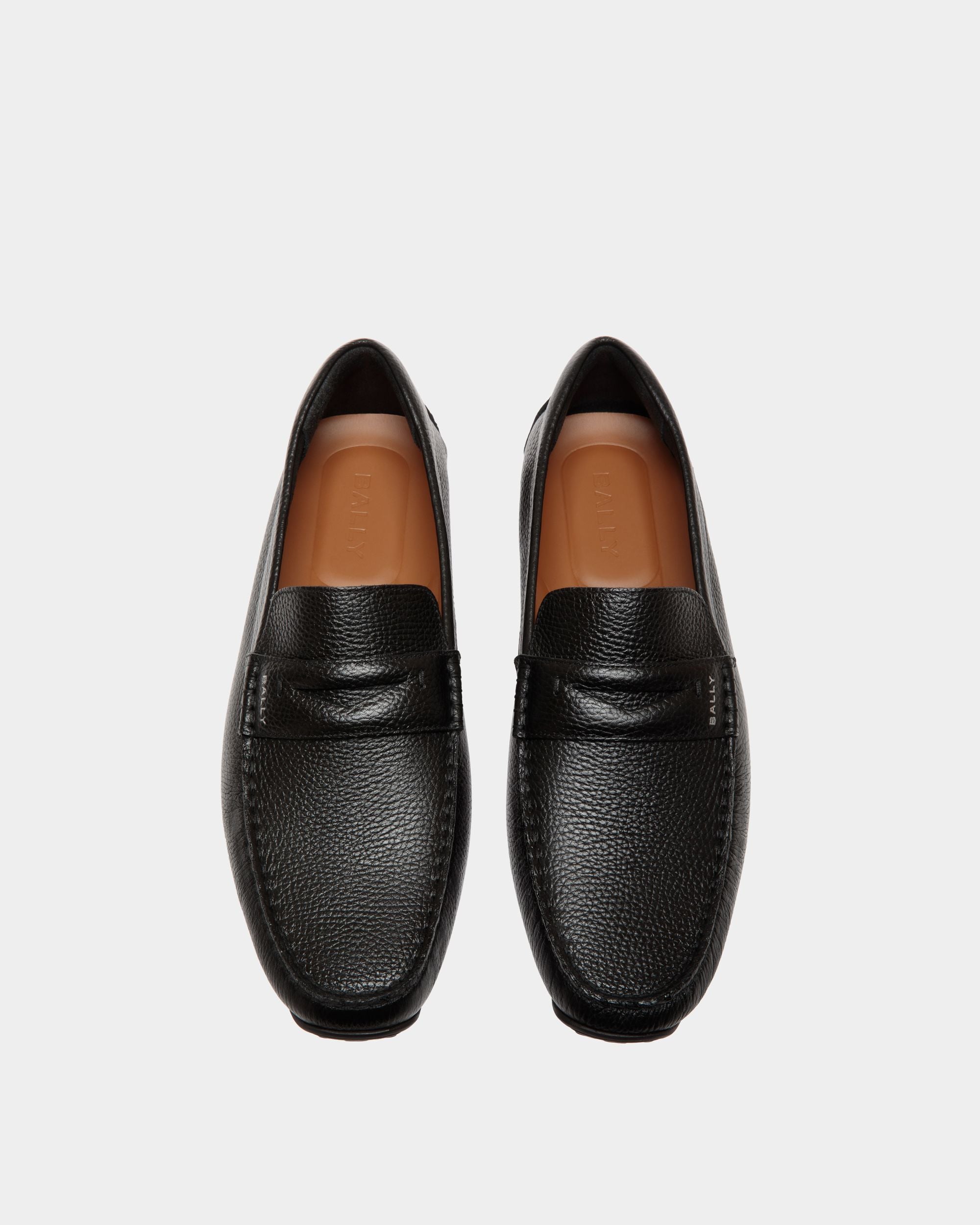 Pilot Driver in Black Grained Leather - Men's - Bally - 04