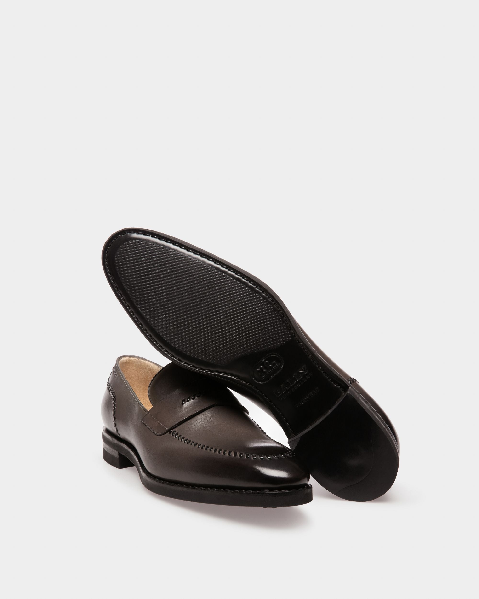 Scober Leather Loafers In Army Green - Men's - Bally - 05