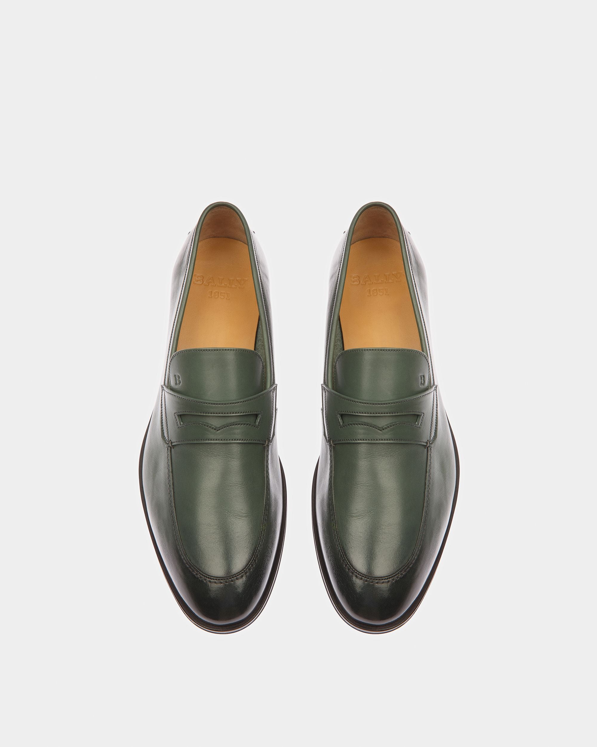 Webb Leather Loafers In Sage - Men's - Bally - 02