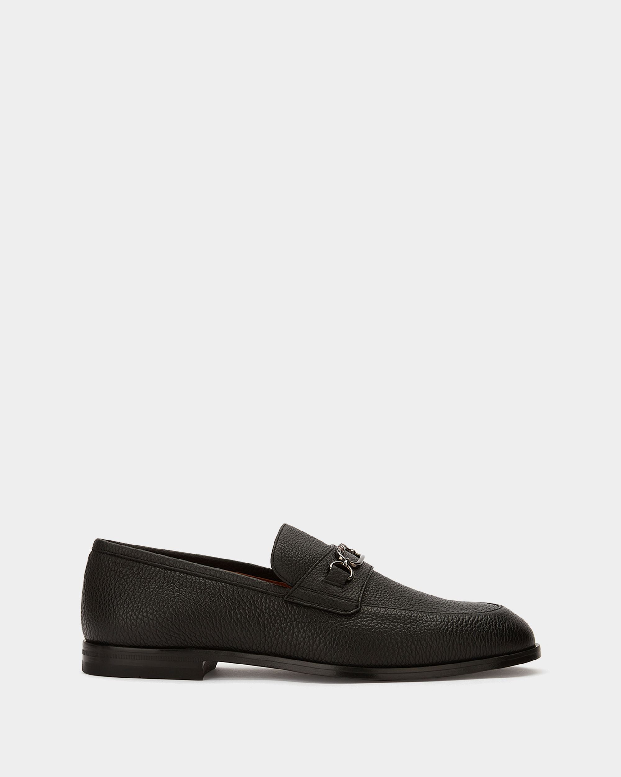 Loafer in Black Grained Leather - Men's - Bally - 01