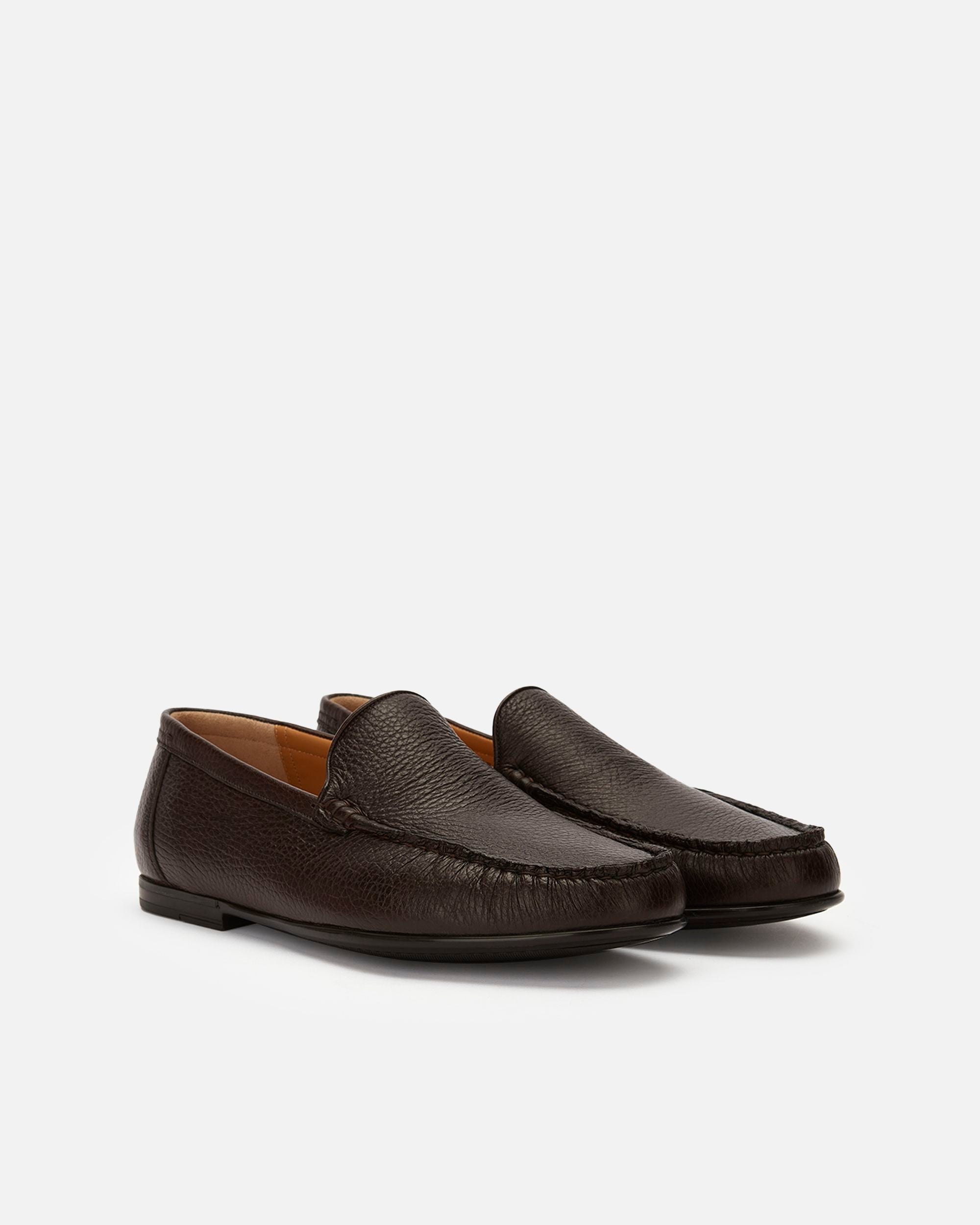 Moccasin in Brown Grained Leather - Men's - Bally - 02