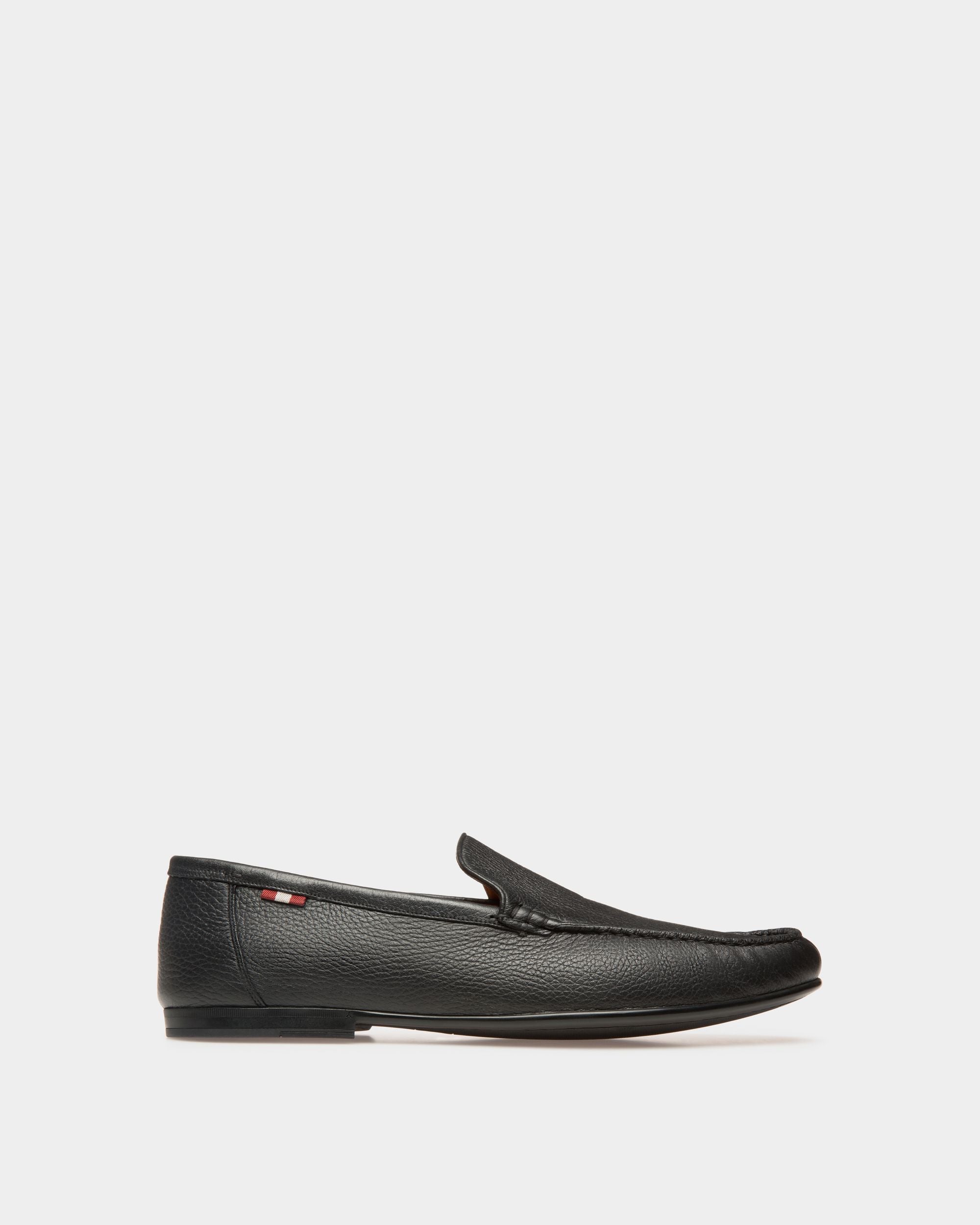 Moccasin in Black Grained Leather - Men's - Bally - 01