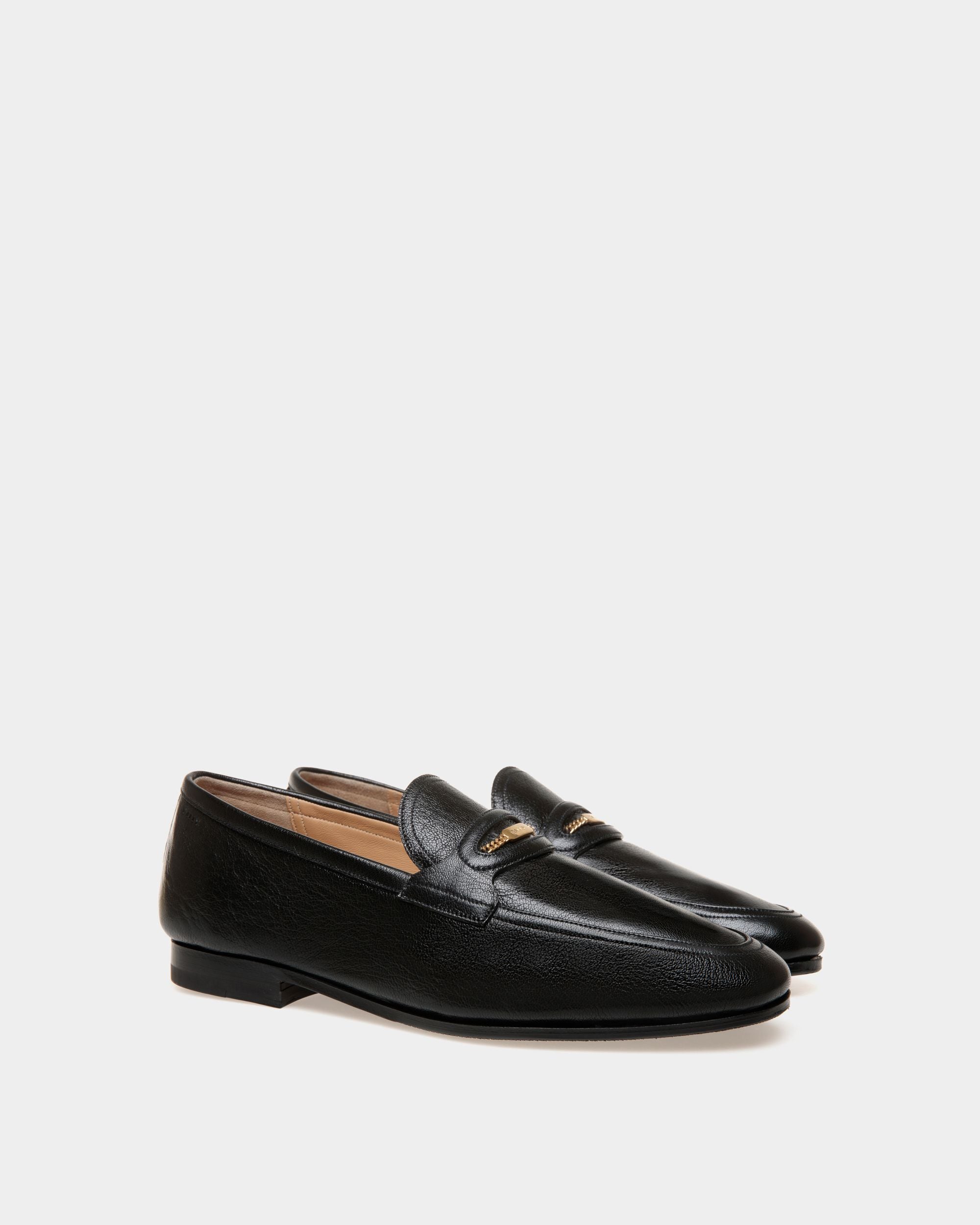 Plume Loafer in Black Grained Leather - Men's - Bally - 02