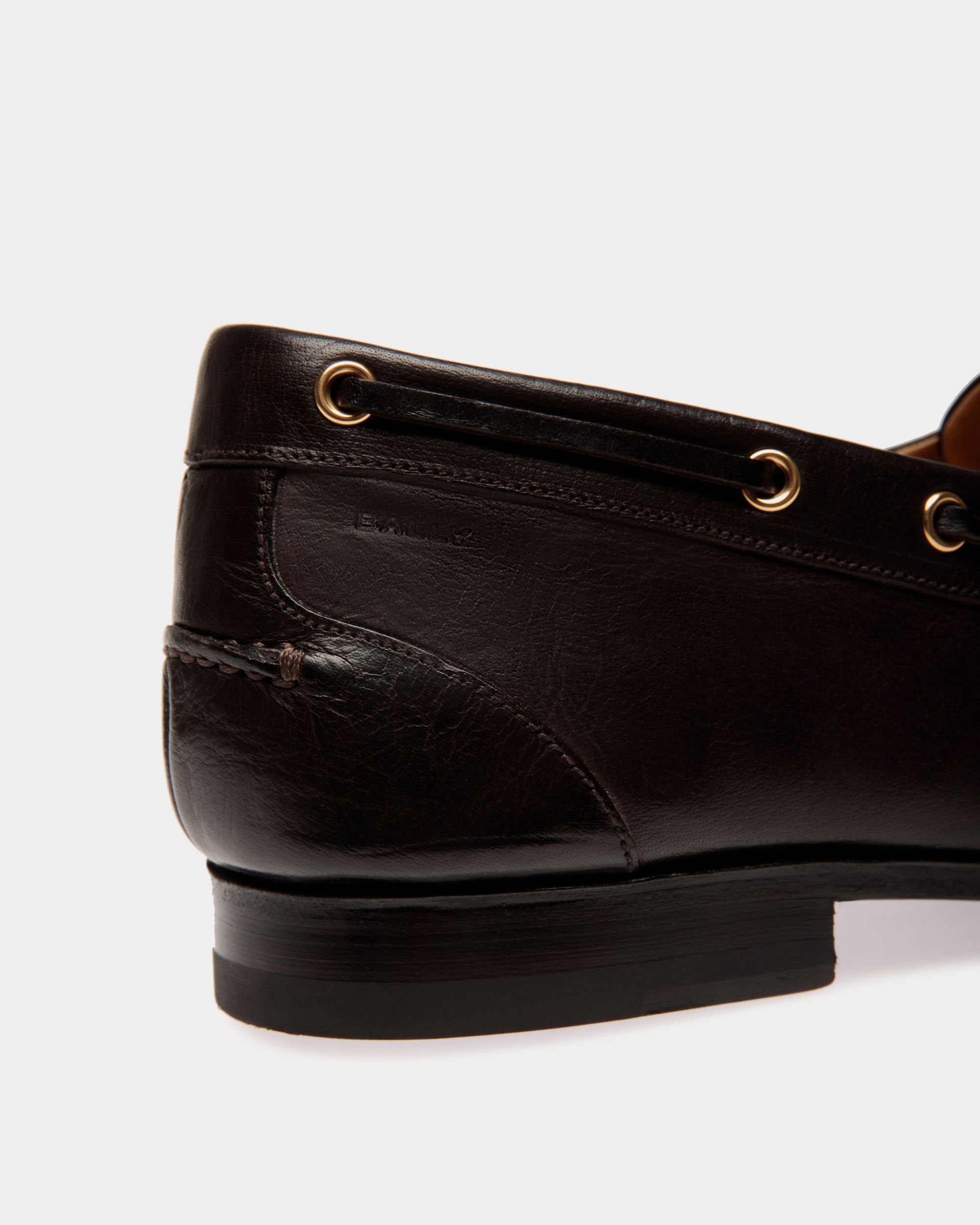 Plume Moccasin in Dark Brown Leather - Men's - Bally - 04