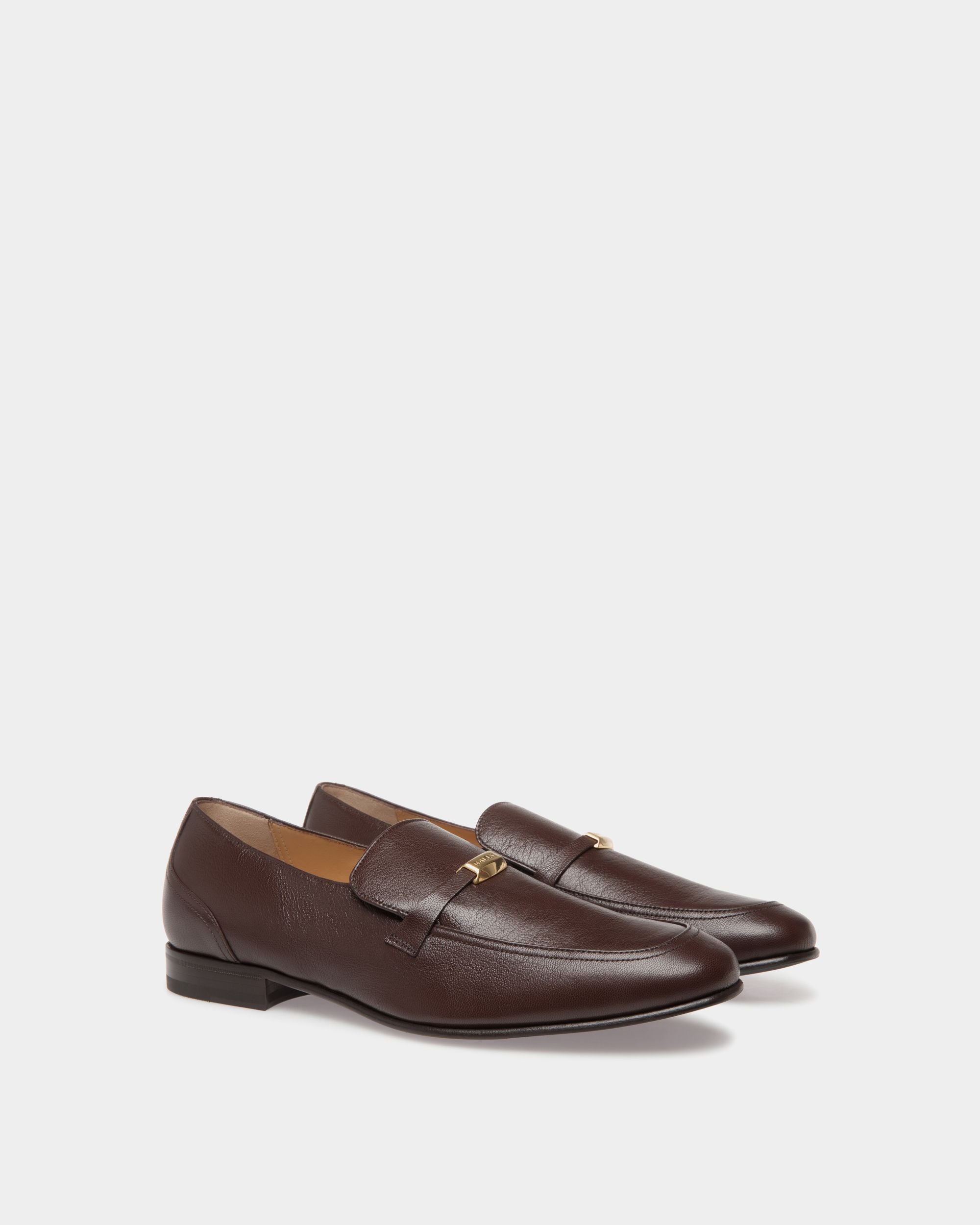 Suisse Loafer in Brown Grained Leather - Men's - Bally - 02