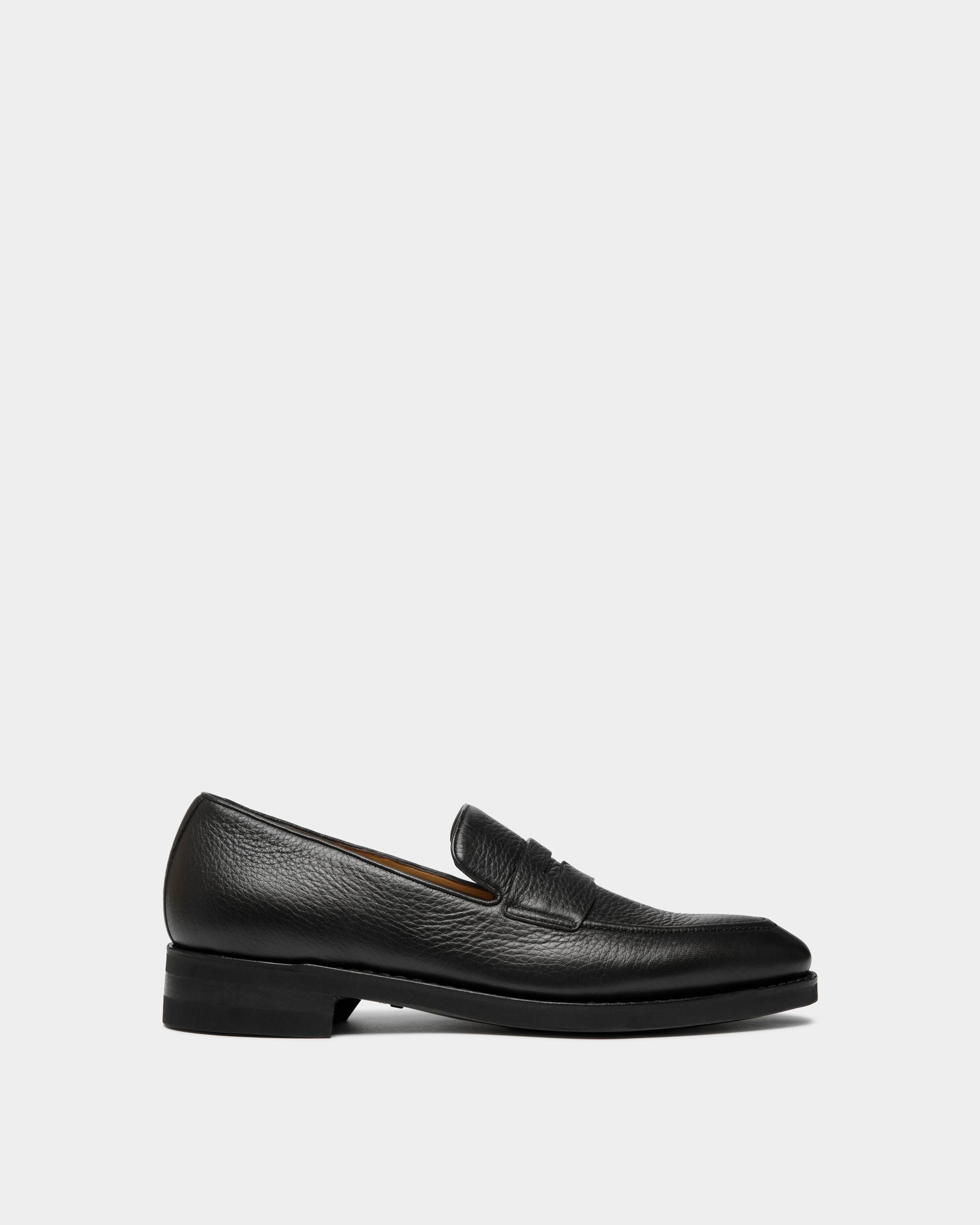 Scribe Un Loafer in Black Deer Leather - Men's - Bally - 01