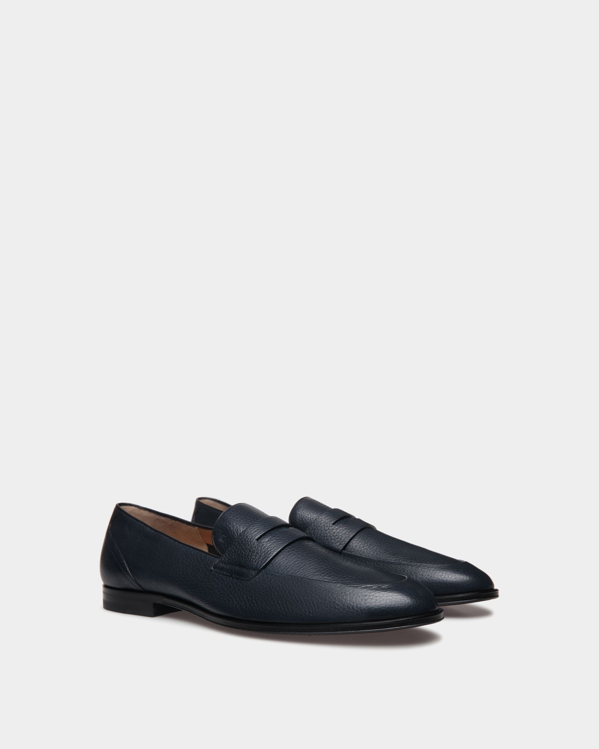 Westminster Loafer in Navy Blue Deer Leather - Men's - Bally - 03