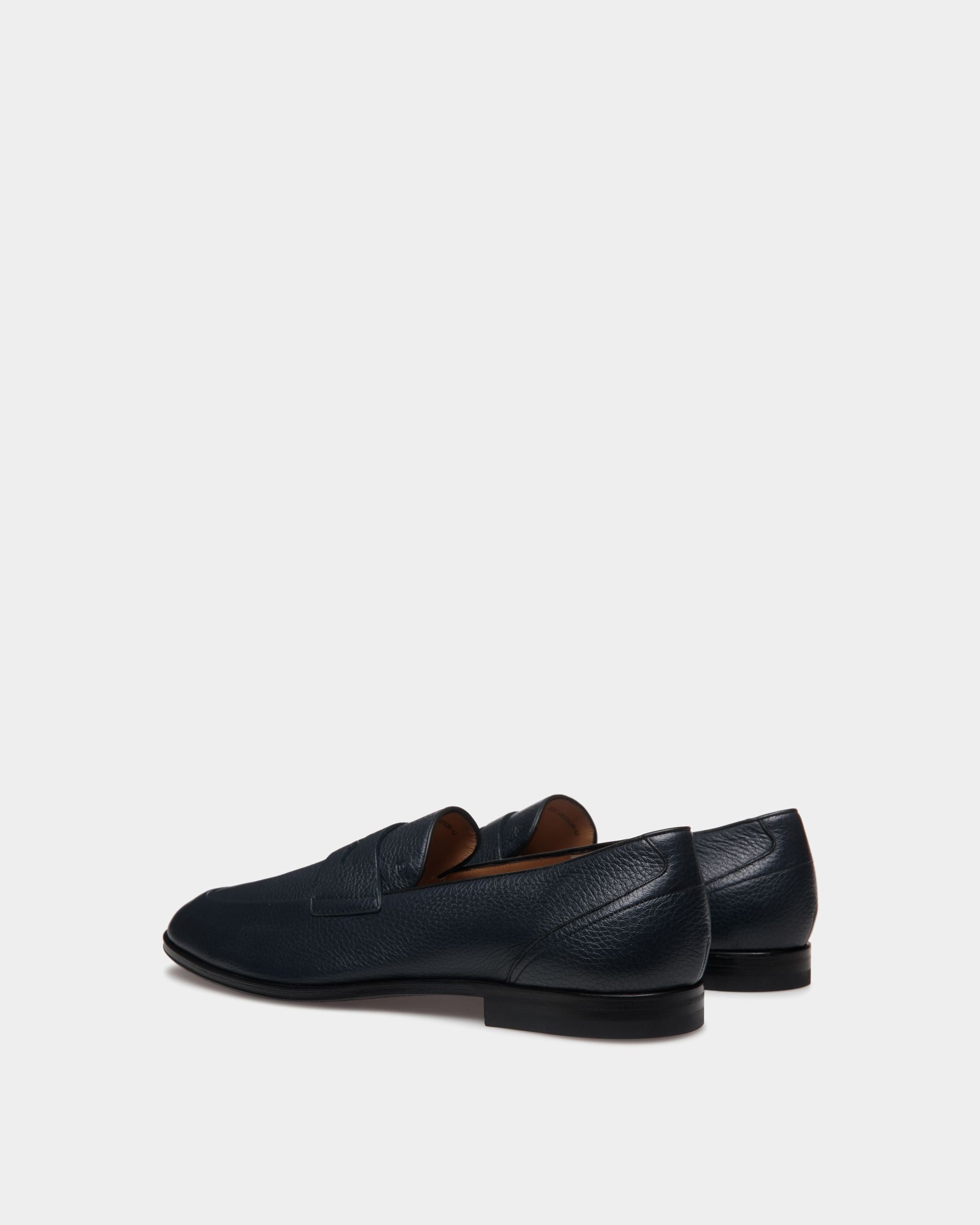 Westminster Loafer in Navy Blue Deer Leather - Men's - Bally - 04